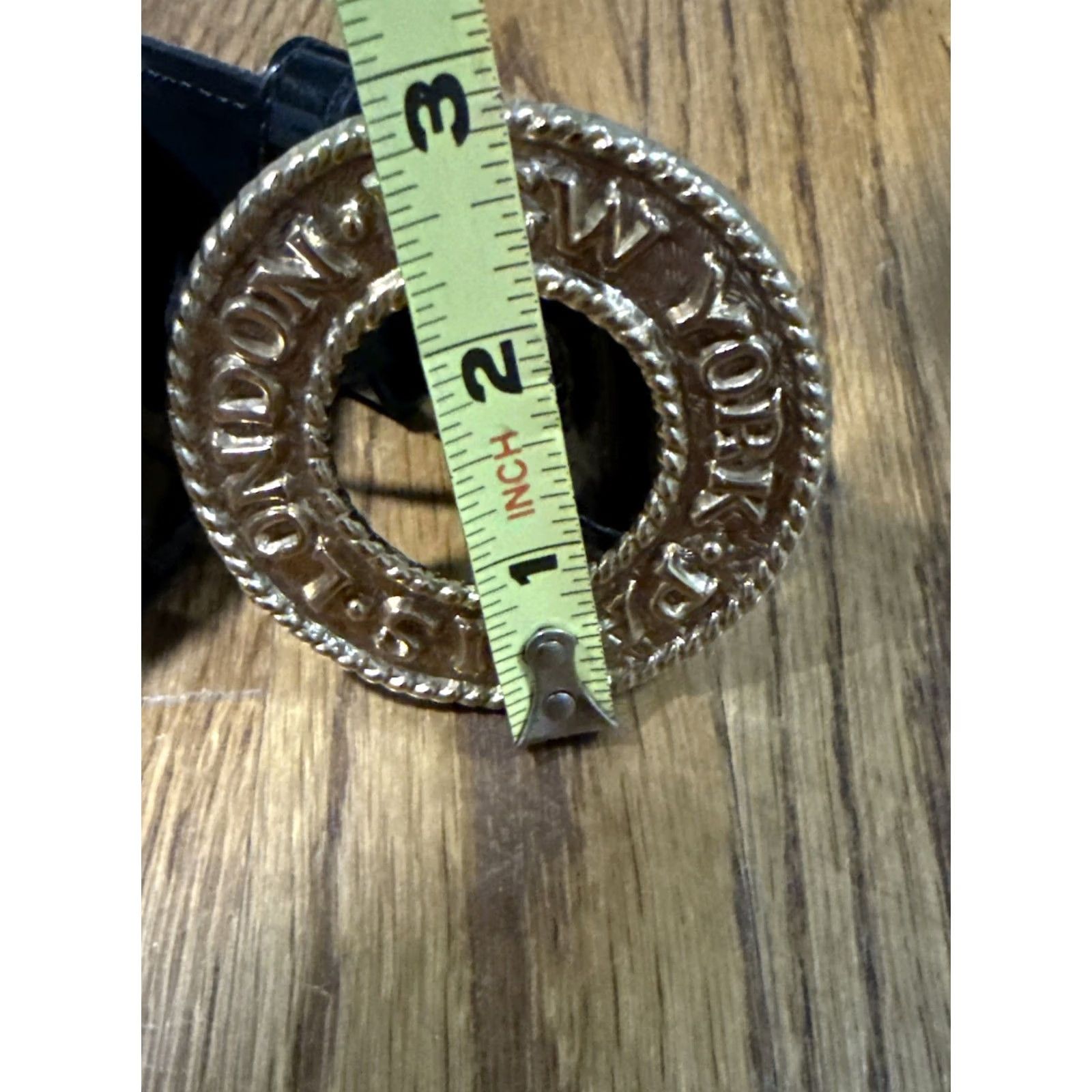 Vintage VINTAGE Details Black Patent Leather Belt Gold Rope Buckle Wide Statement Belt USA Belt Womens M Black Patent Leather Wide Belt Size ONE SIZE - 4 Thumbnail