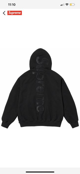 Supreme Supreme Satin Appliqué Hoodie Black Size XL | Grailed