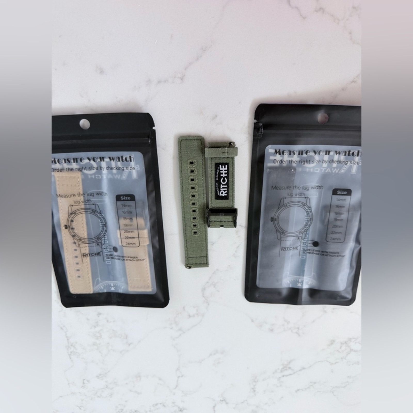 Other 3 pack of Ritche Watch Strap Green,Tan,Black. Size ONE SIZE - 1 Thumbnail