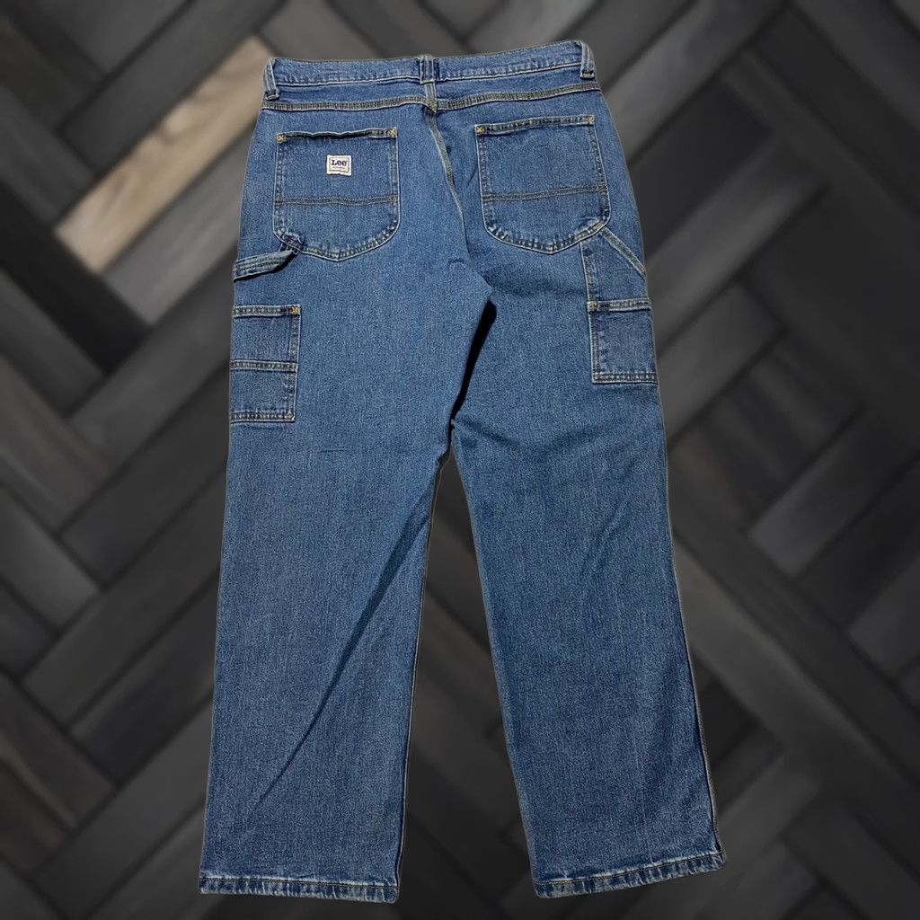 Lee Lee Workwear Carpenter Jeans Blue Denim Straight Leg 34x30 Mens Regular Stretch Pockets Boots Hammer Loop 90s Style Modern Denim Comfort Size US 34 / EU 50 - 1 Thumbnail