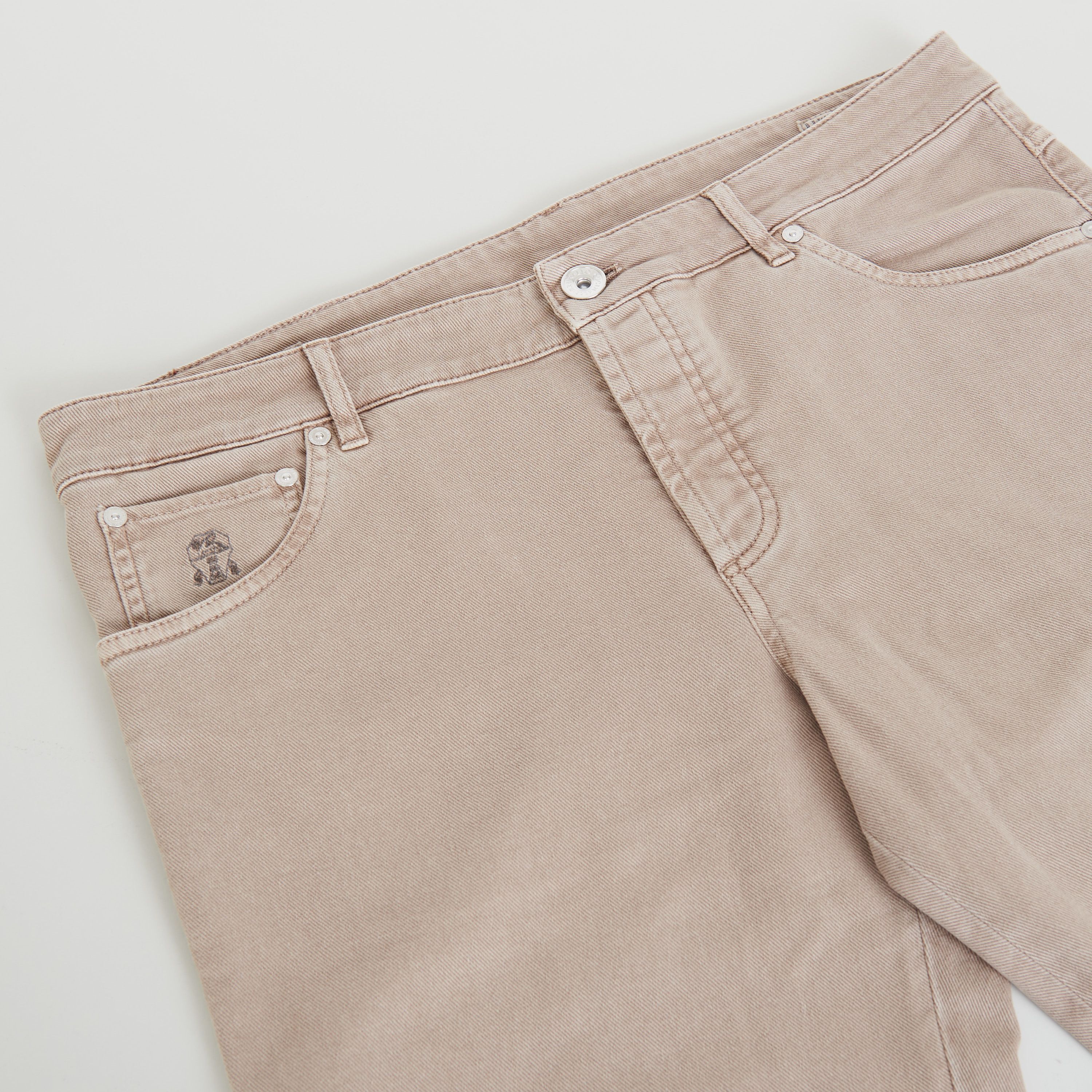 Brunello Cucinelli Light Brown Stretch Denim Trousers - Slim Fit, Five-Pocket Size US 40 / EU 56 - 8 Thumbnail