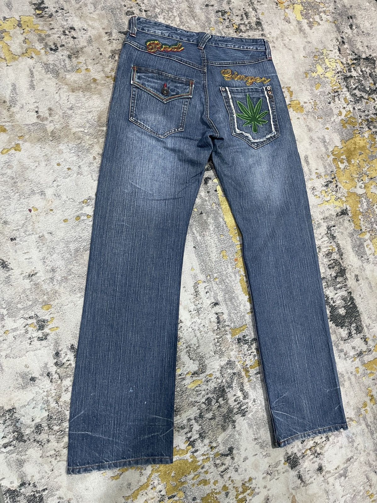 Japanese Brand Vintage Red Ginger Flare Denim Jeans ! Rare Design Size US 32 / EU 48 - 6 Thumbnail