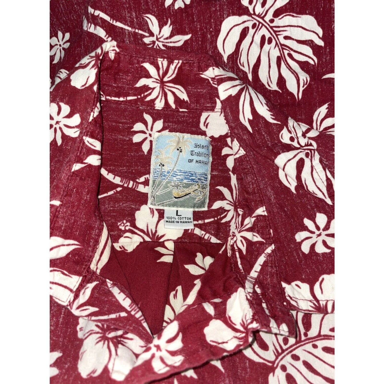 Vintage VINTAGE Island Traditions Of Hawaii Men's Short Sleeve Shirt L Red Floral Hawaiian Flower 90s Size US L / EU 52-54 / 3 - 6 Thumbnail