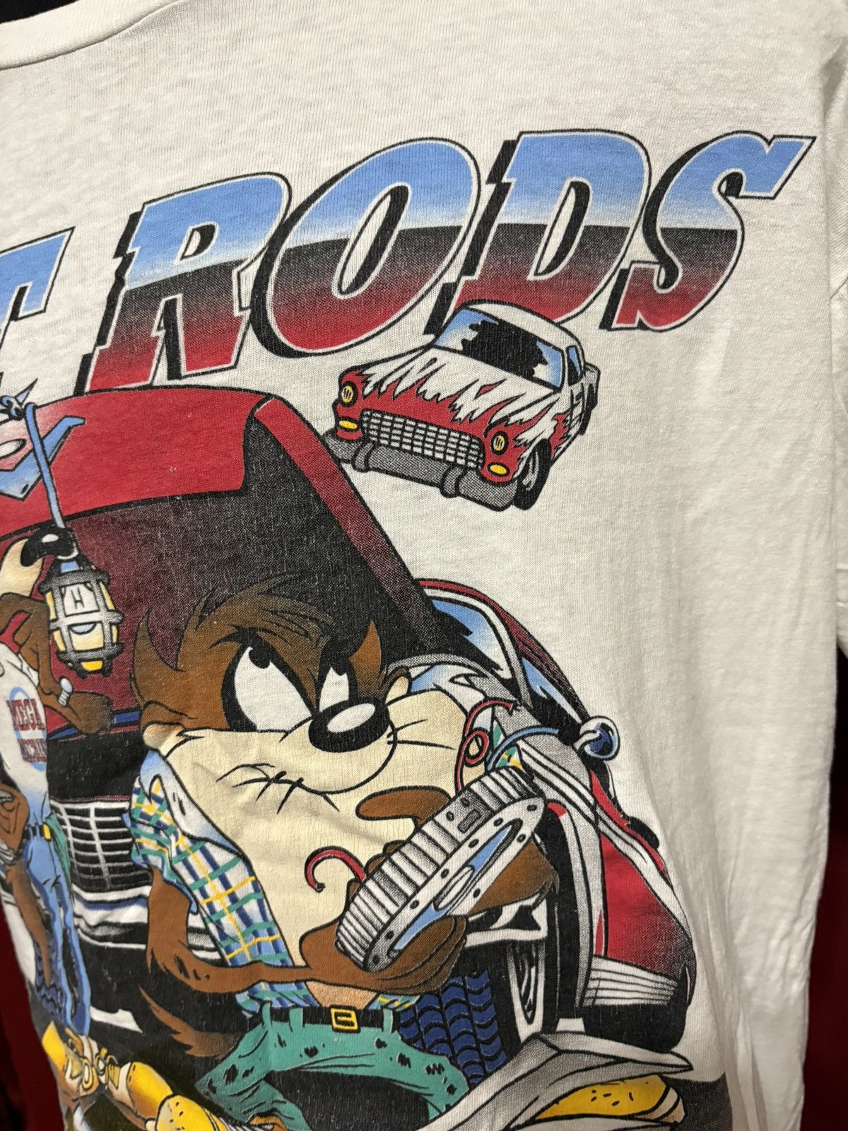 Vintage Vintage Looney Tunes Tshirt 90’s Hot Rods Mechanic Taz Grail Size US L / EU 52-54 / 3 - 3 Thumbnail
