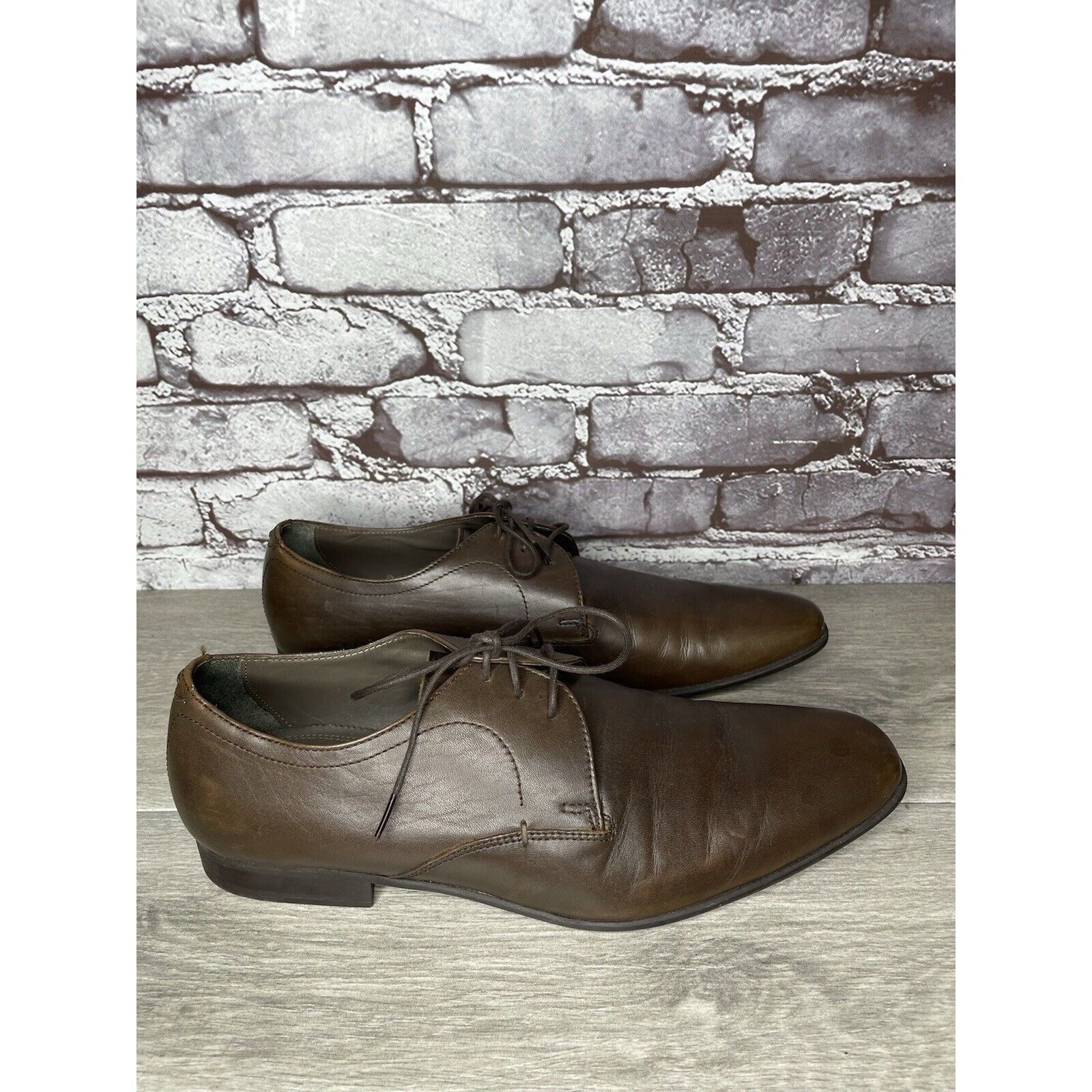 Zara Zara Man Brown Leather Derby Dress Oxfords Lace Up Shoes Men Size US 10 / EU 43 - 16 Thumbnail