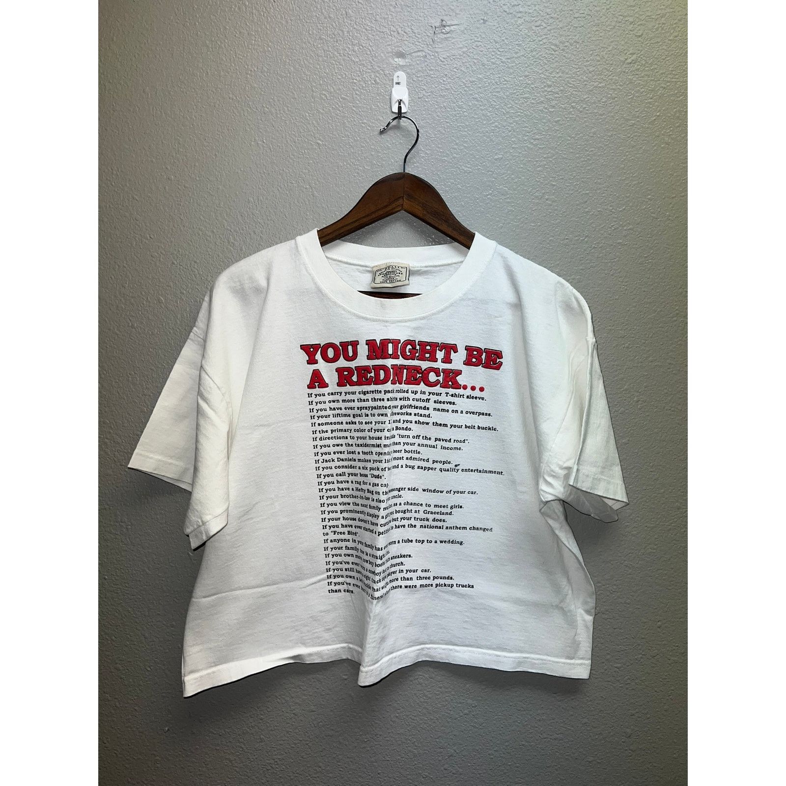 Vintage Womens Vintage You Might Be A Redneck Shirt Tee Crop Top 90s Size L / US 10 / IT 46 - 1 Thumbnail