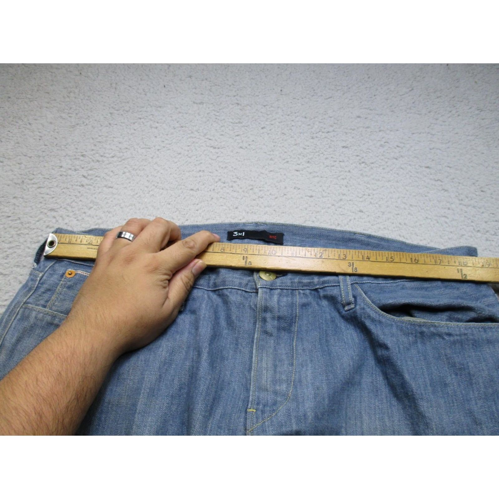 3x1 3x1 Jeans Mens 38 Blue Selvedge Denim Straight Leg Made In USA NYC Relaxed Fit Mens Jeans Blue Light Wash Straight Leg 38 Size US 38 / EU 54 - 4 Thumbnail