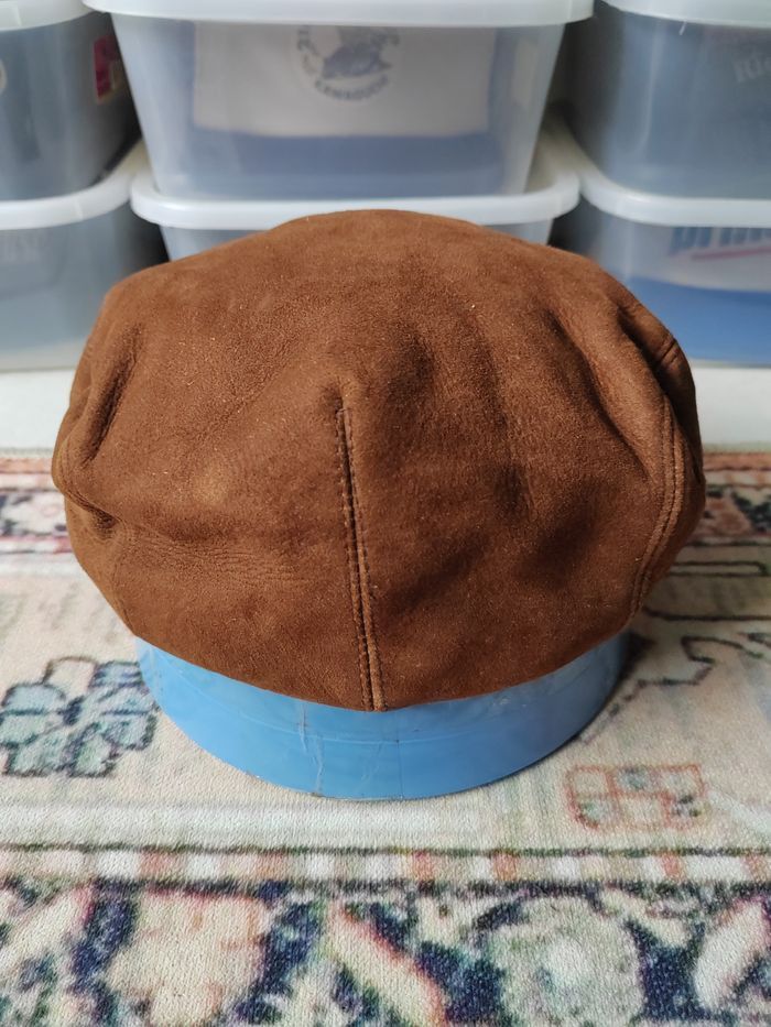 Genuine Leather Vintage Echtes Leder Leather Rare Flat Hat Cap Size ONE SIZE - 5 Thumbnail