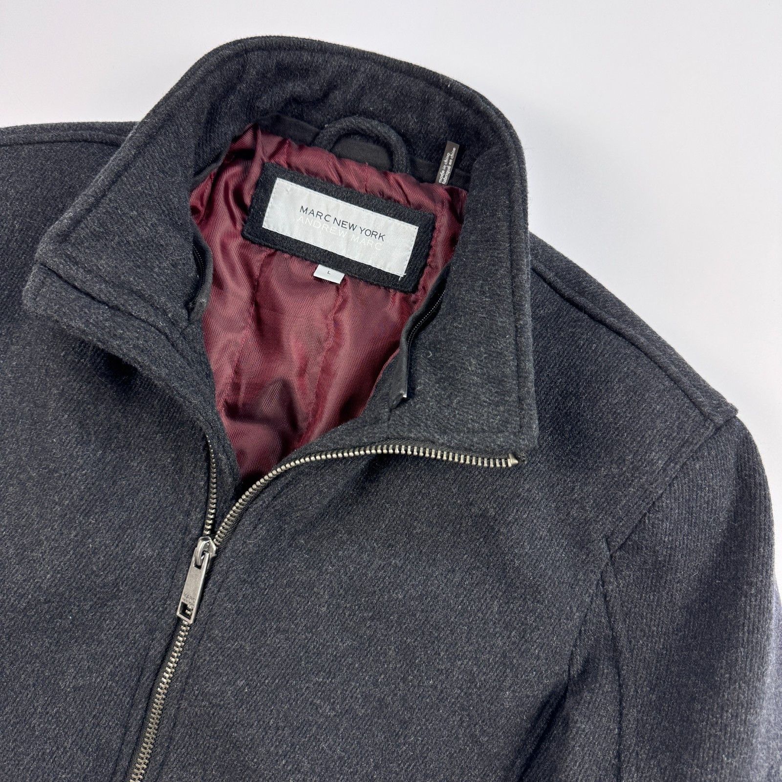 Andrew Marc Wool Blend Charcoal Gray Bomber Jacket Andrew Marc L Size US L / EU 52-54 / 3 - 4 Thumbnail