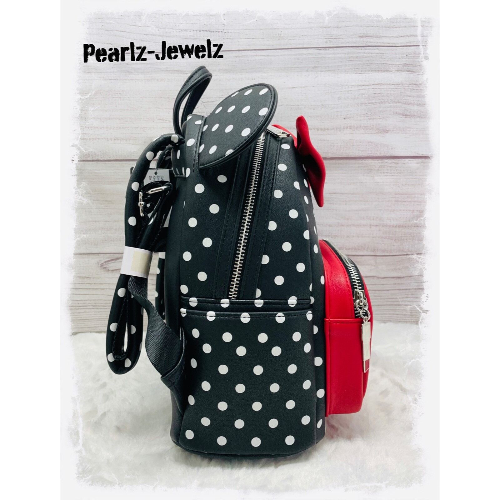 Disney Loungefly Disney Minnie Mouse Polka Dots Black & Red Bow Min Size ONE SIZE - 2 Thumbnail