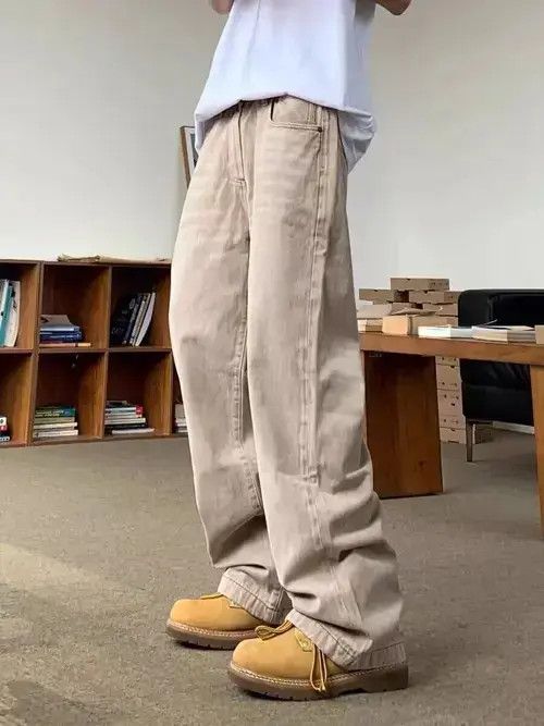 Japanese Brand × Jean Retro apricot simple wide-leg draped jeans Size US 32 / EU 48 - 2 Thumbnail