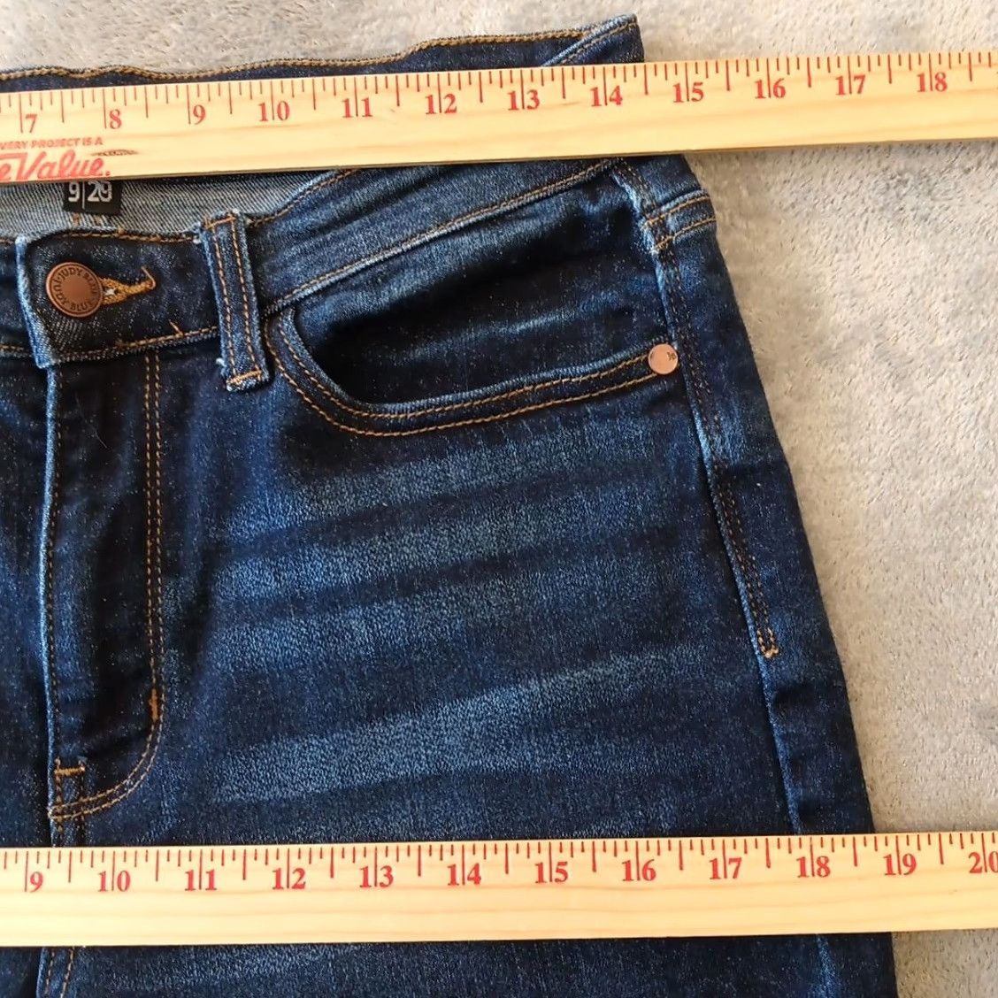 Vintage Judy Blue Jeans Womens Size 9/29 Blue Dark Wash Wide-Leg Capri Size 29" - 3 Thumbnail