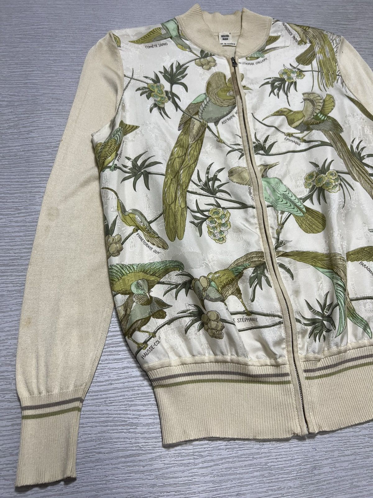 Hermes Hermes - Birds Print Silk Zipped Cardigan Bomber Jacket Size S / US 4 / IT 40 - 6 Thumbnail