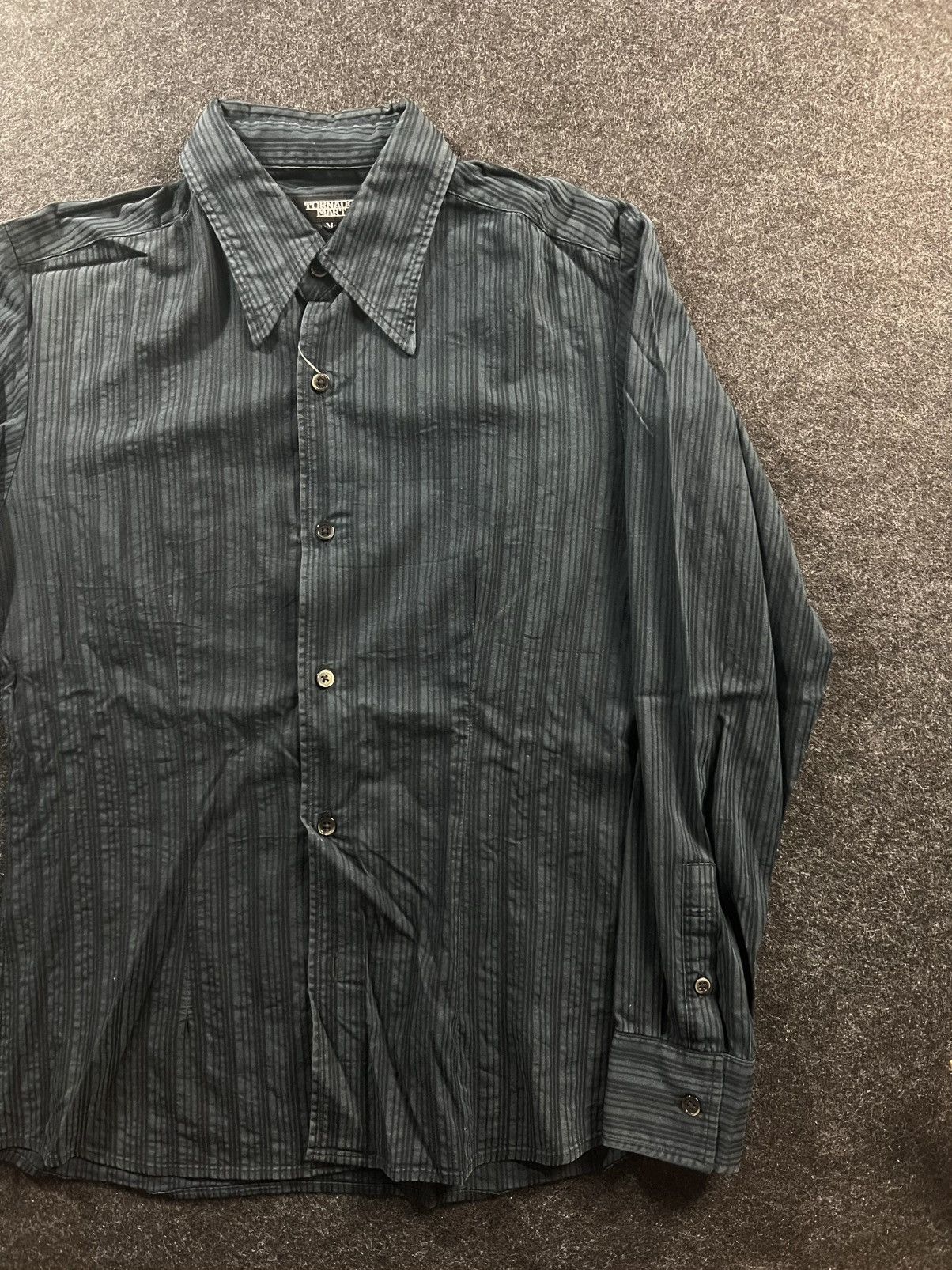 Vintage Tornado Mart SnakeSkin Motif Pinstripe BlackButtonUp