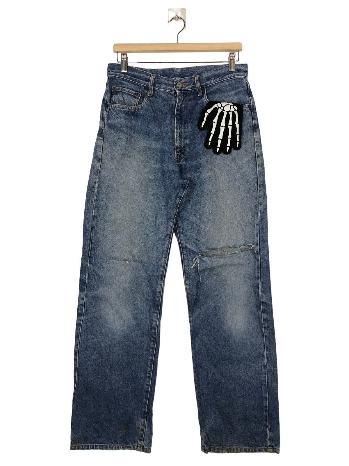 Japanese Brand 🔥90’s JAPAN MADE DISTRESSED JEANS UNIQUE CLOTHING WAREHOUSE Size US 30 / EU 46 - 1 Thumbnail