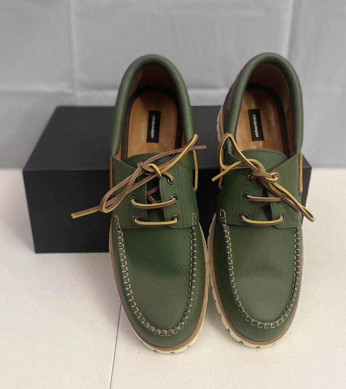 Dsquared2 Dsquared2 🇮🇹 Forest Green Leather Handmade Boat Shoes 9 NEW Size US 9 / EU 42 - 5 Thumbnail