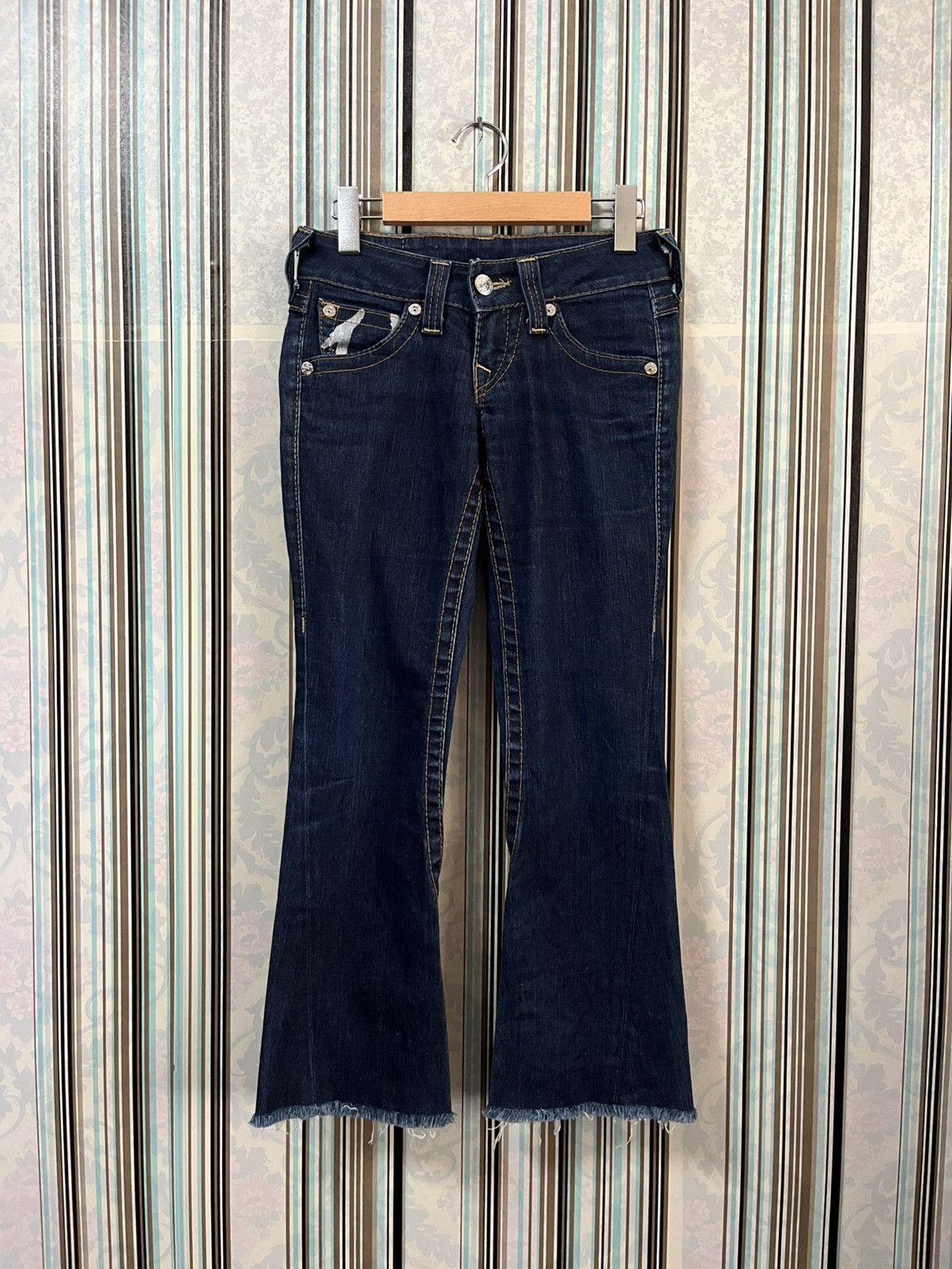 True Religion 1990s True religion silver printed logo flared #F2 Size 23" - 2 Thumbnail