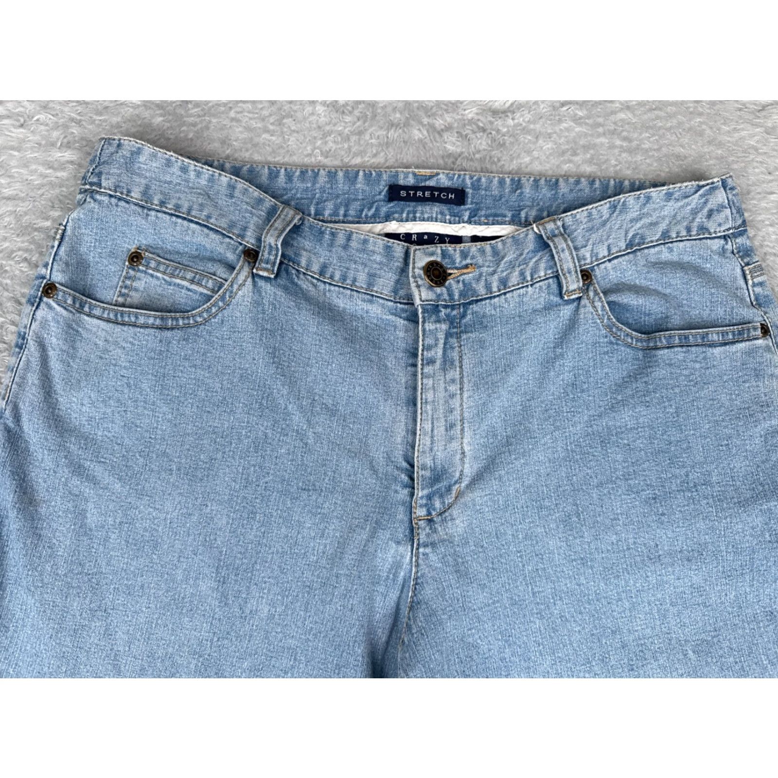 Vintage Crazy Horse Jeans Womens Blue Denim Straight Leg Mid Rise 12 Regular 32in 25in 5-Pocket Embroidered Rhinestone Cotton Blend Vintage No N/A Size 34" / US 12 / IT 48 - 4 Thumbnail