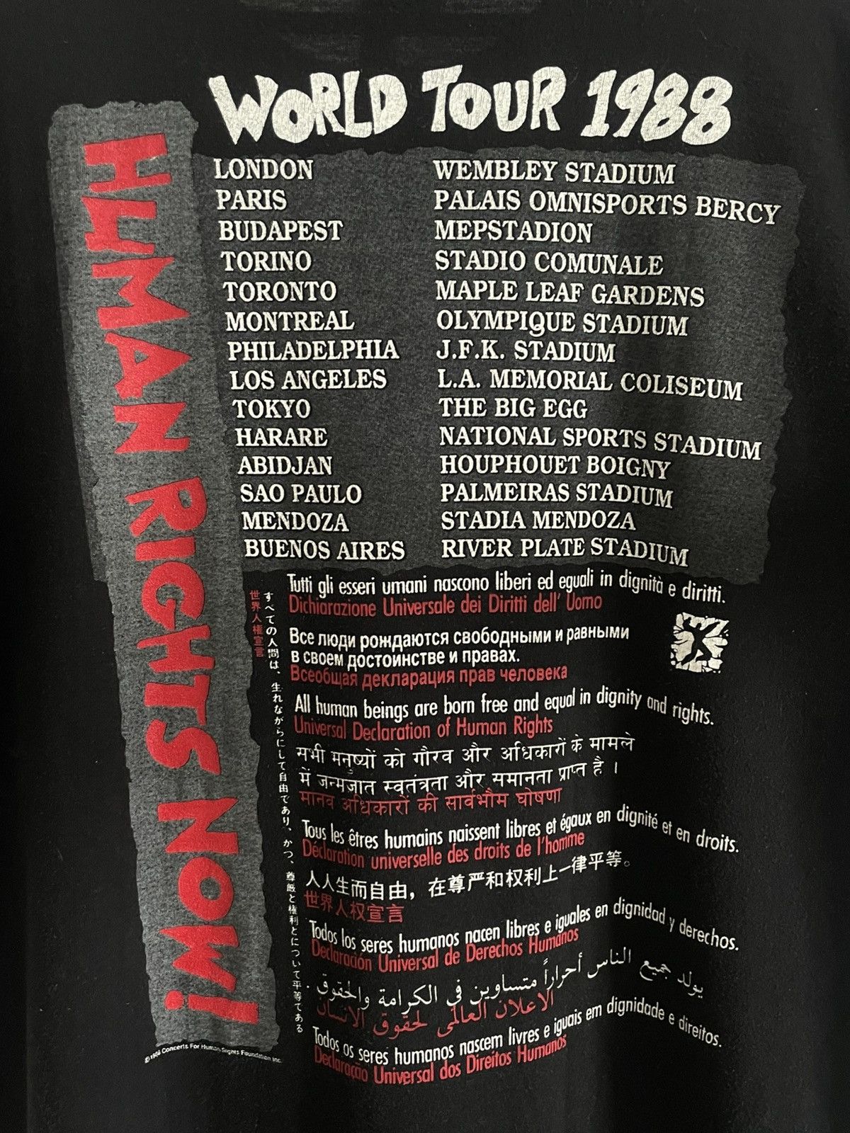 Band Tees Vintage Reebok Human Rights Now 1988 World Tour RARE Size US L / EU 52-54 / 3 - 6 Thumbnail