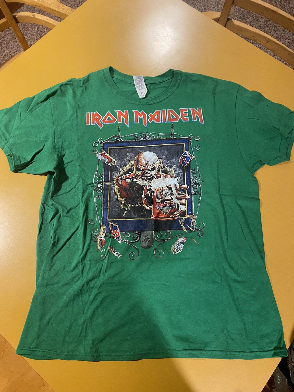 image of Gildan Iron Maiden Trooper On Tour T-Shirt Size L in Black, Men's