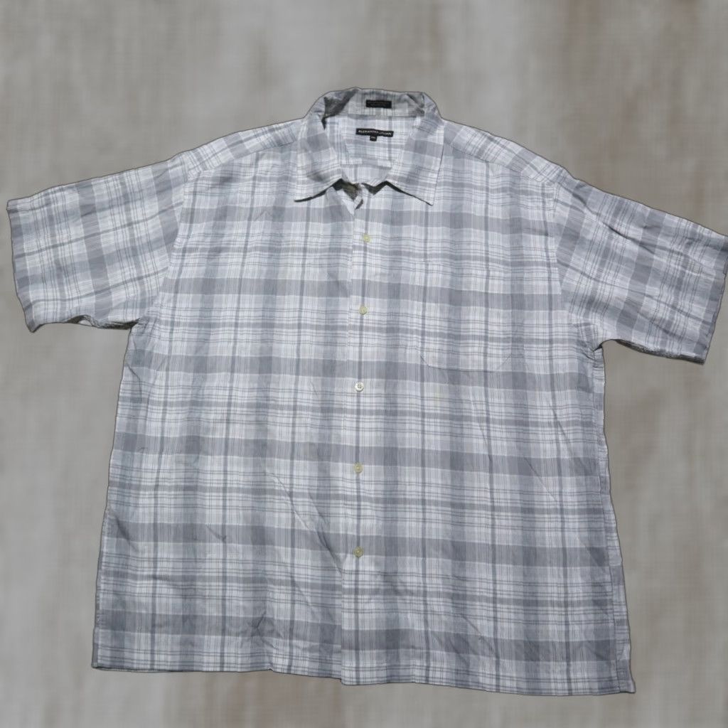 Alexander Julian VINTAGE Alexander Julian Shirt Plaid Adult Mens 2XL Gray Short Sleeve Button-Up Size US XXL / EU 58 / 5 - 1 Thumbnail