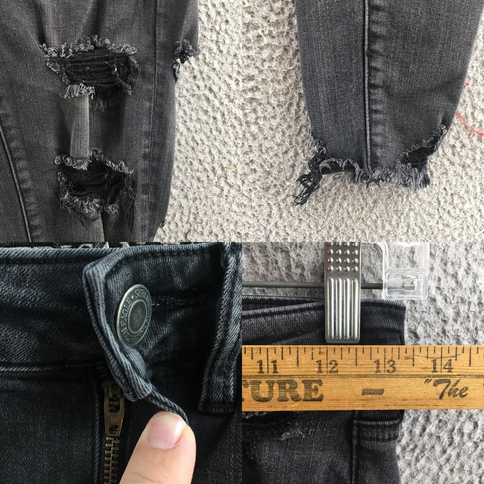 American Eagle Outfitters American Eagle Jeans Jegging Womens 2R Black Denim Distressed actual 27x25.5 Size 26" / US 2 / IT 38 - 8 Thumbnail