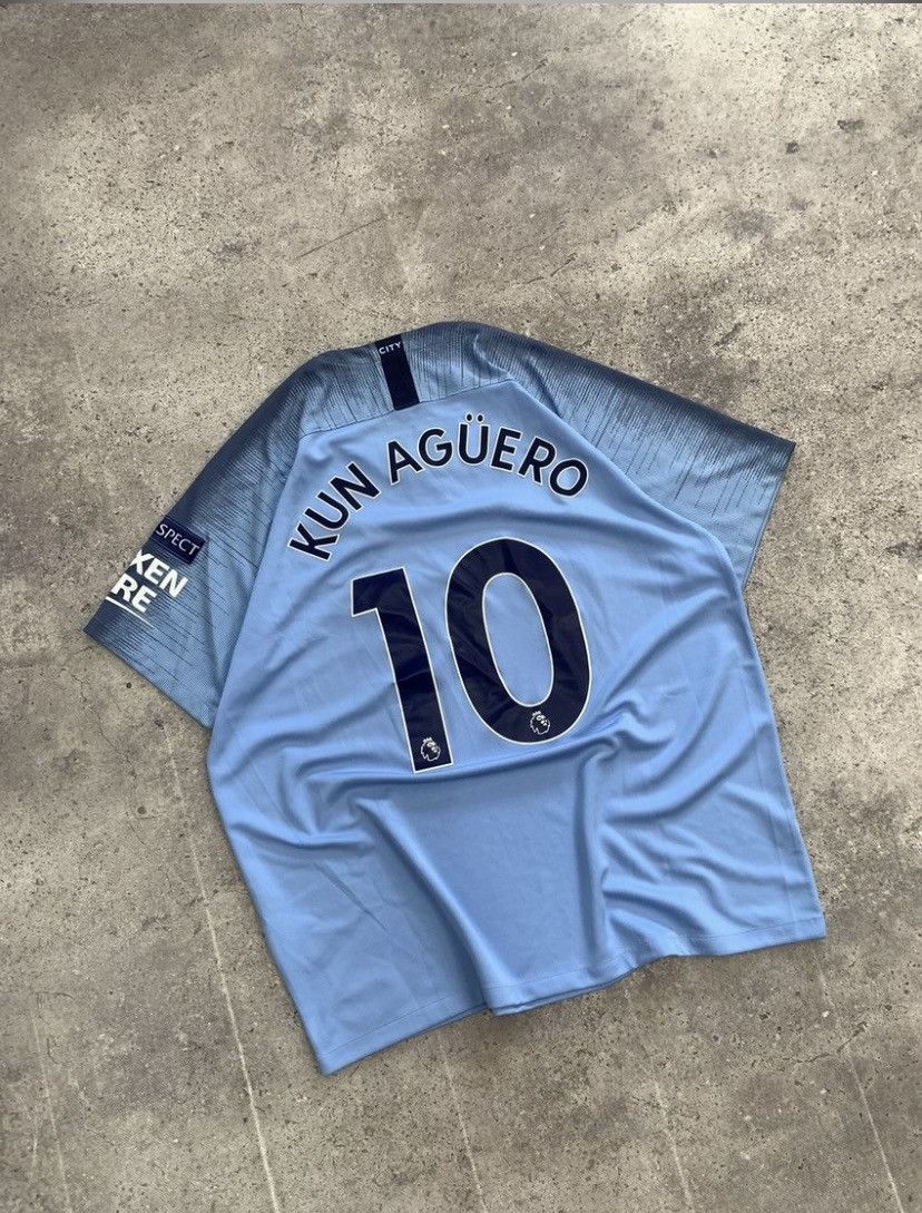 Nike × Vintage Vintage Nike Manchester City Kun Aguero 2018 Blockore Size US XL / EU 56 / 4 - 2 Thumbnail