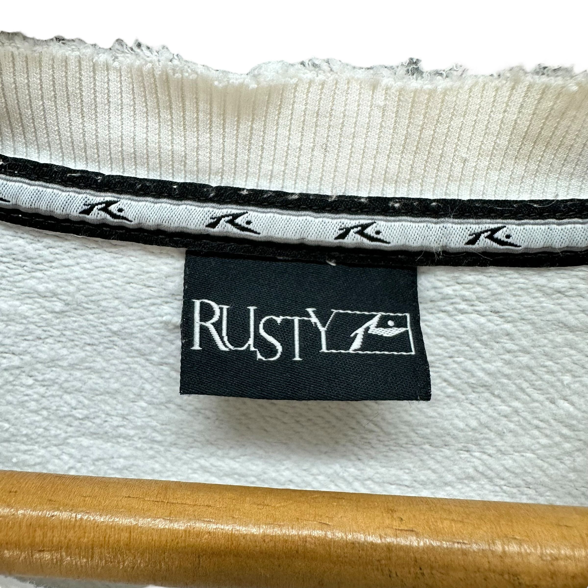 Rusty TRASHED RUSTY Big Logo White Sweatshirts Surfwear #A2-0034 Size US M / EU 48-50 / 2 - 9 Thumbnail