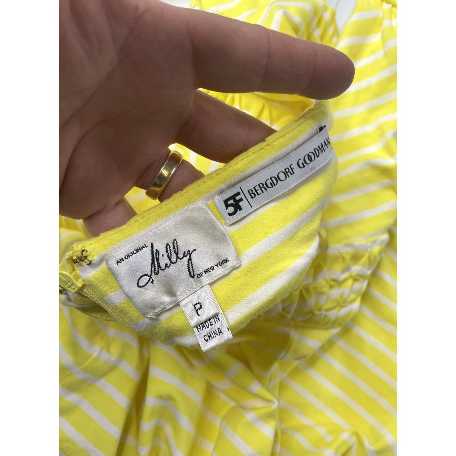 MILLY Milly Womens Dress Petite P Halter Yellow Striped Empire Waist Knee Length Sleeveless Short Multicolor Cotton Blend Sheath Casual Size S / US 4 / IT 40 - 6 Thumbnail