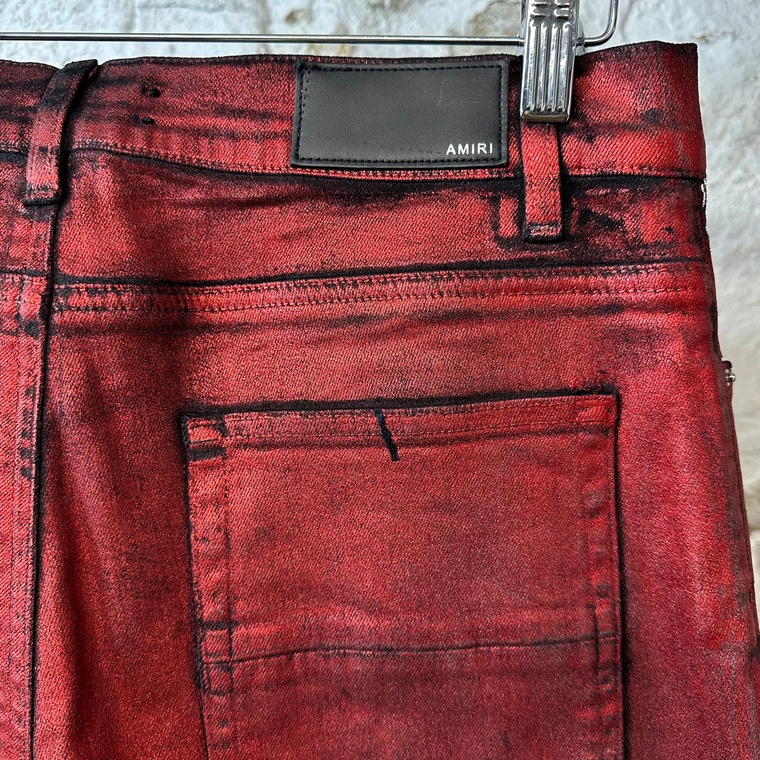 Amiri Amiri Red Waxed Plain Jeans Sz 36 Size US 36 / EU 52 - 4 Thumbnail