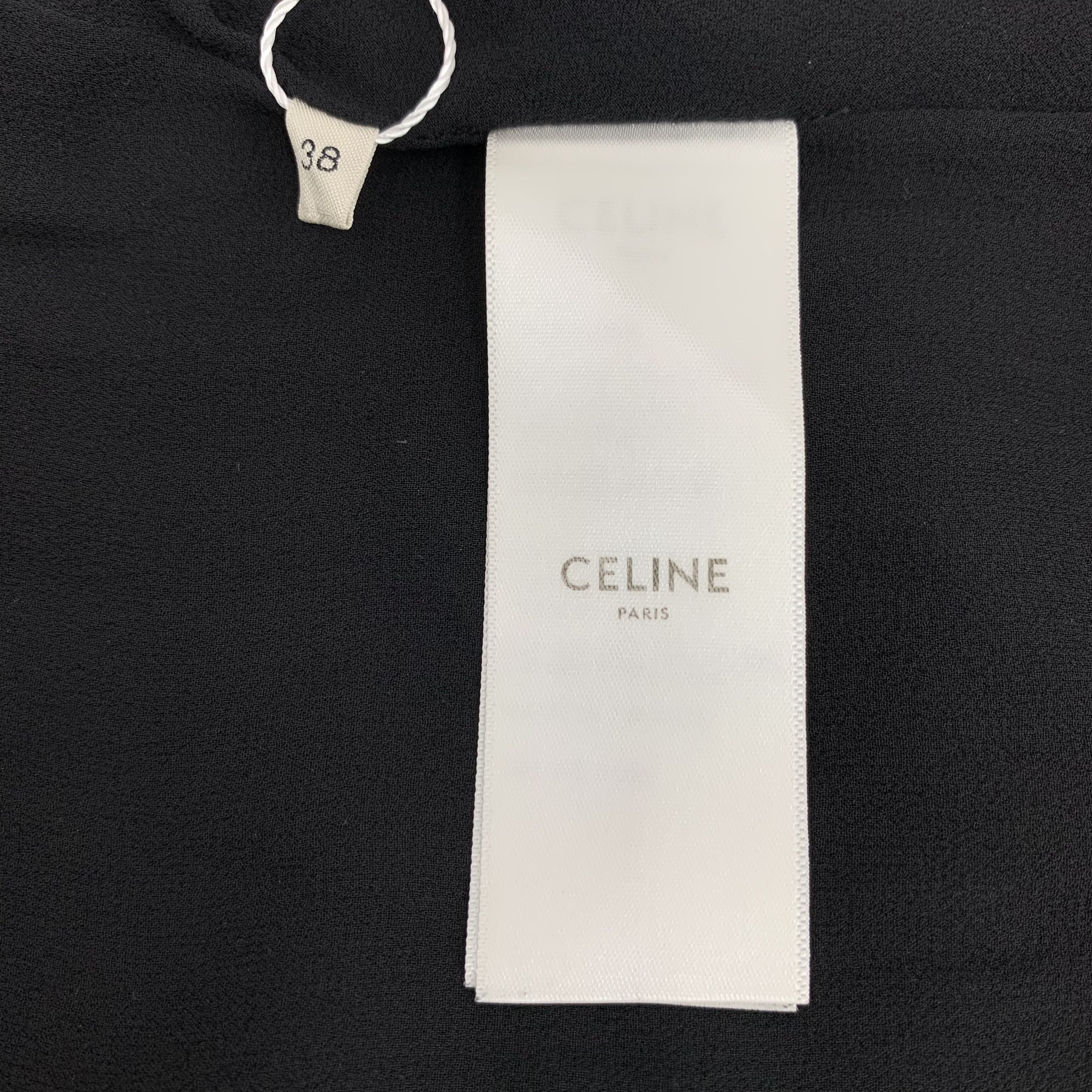 Celine Celine Black Logo Print Silk Asymmetric Dress S Size S / US 4 / IT 40 - 7 Thumbnail
