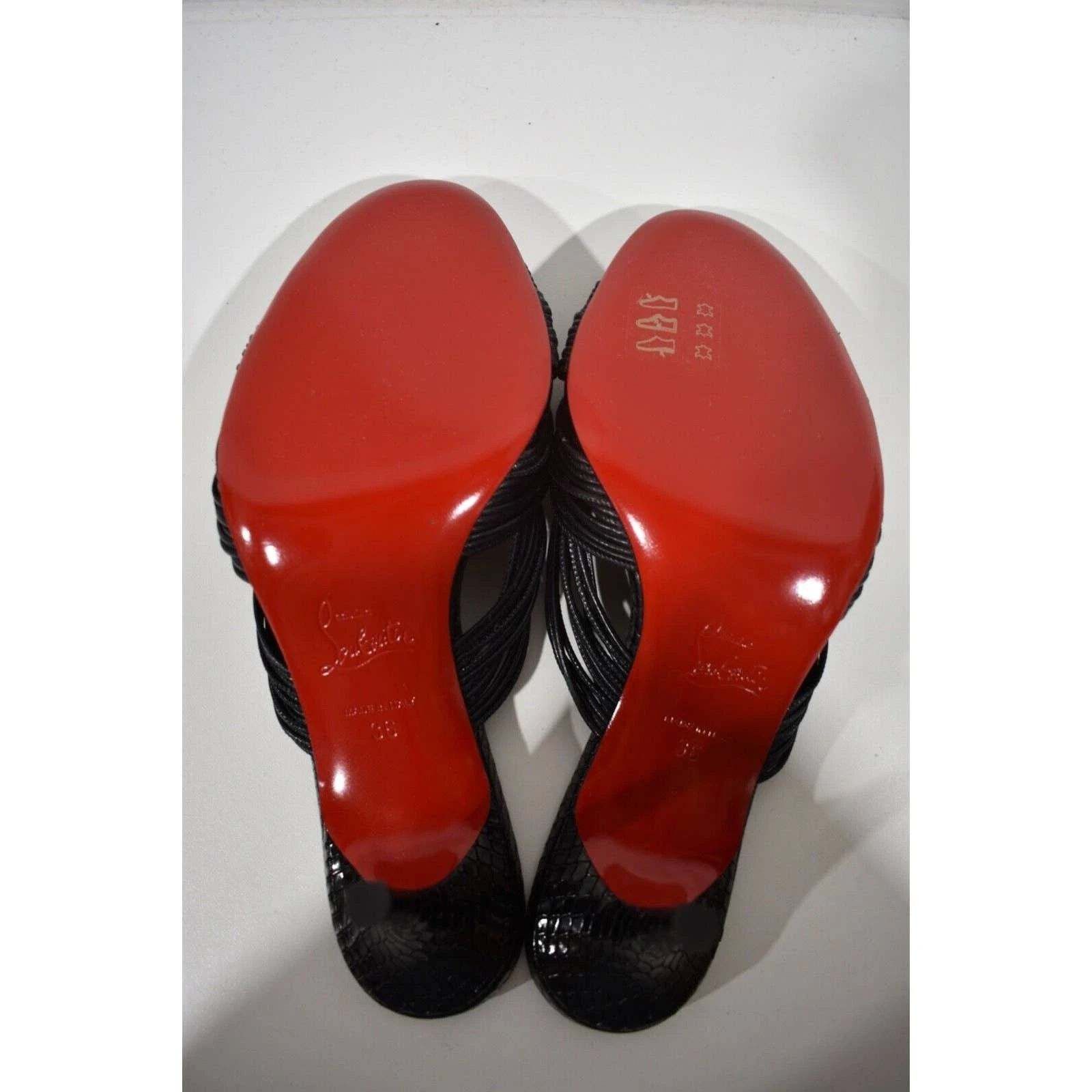 Christian Louboutin Multitaski 70 Black Strap Backless Mule Kitten Heel Pump 36 Size US 6 / IT 36 - 12 Thumbnail