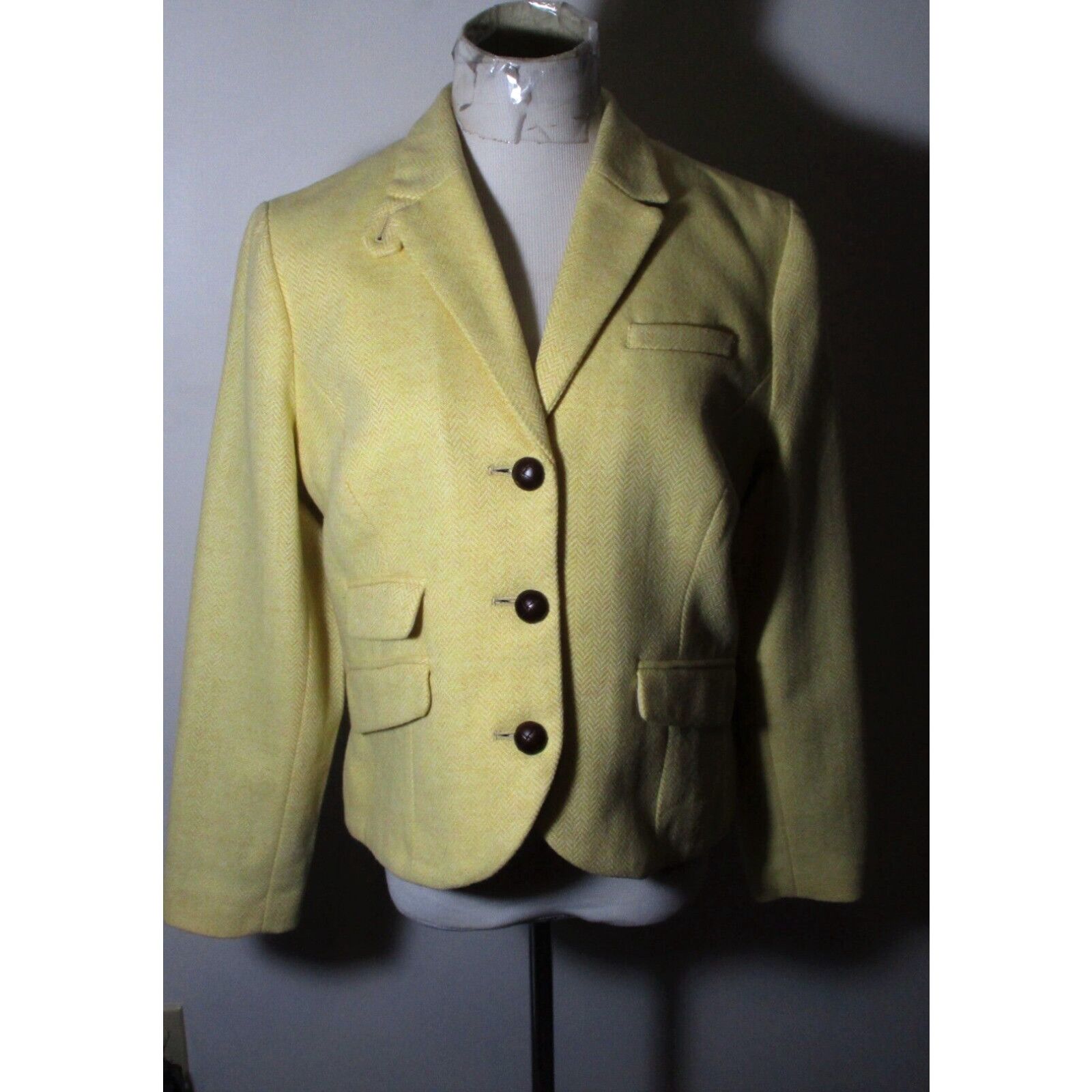 image of Vintage Women's L.l. Bean Yellow Short Wool Jacket Size 14 Pet. NWT $129.00 in White