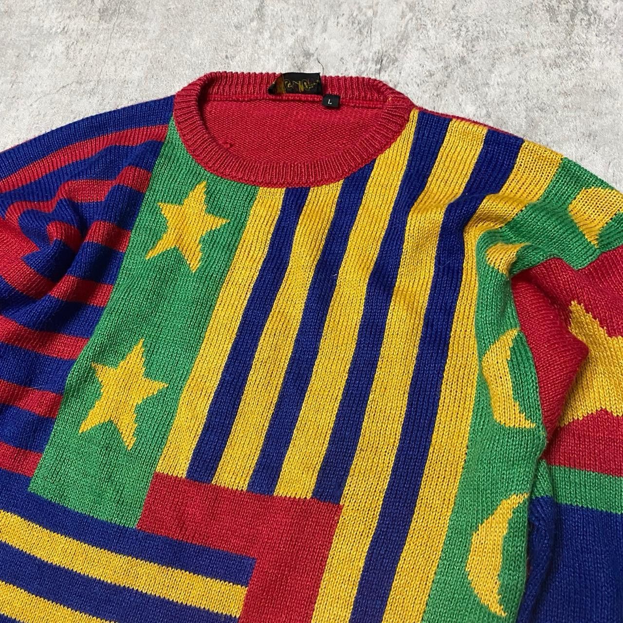 Other Vintage 90s multi-coloured sweater knitwear Size US L / EU 52-54 / 3 - 2 Thumbnail