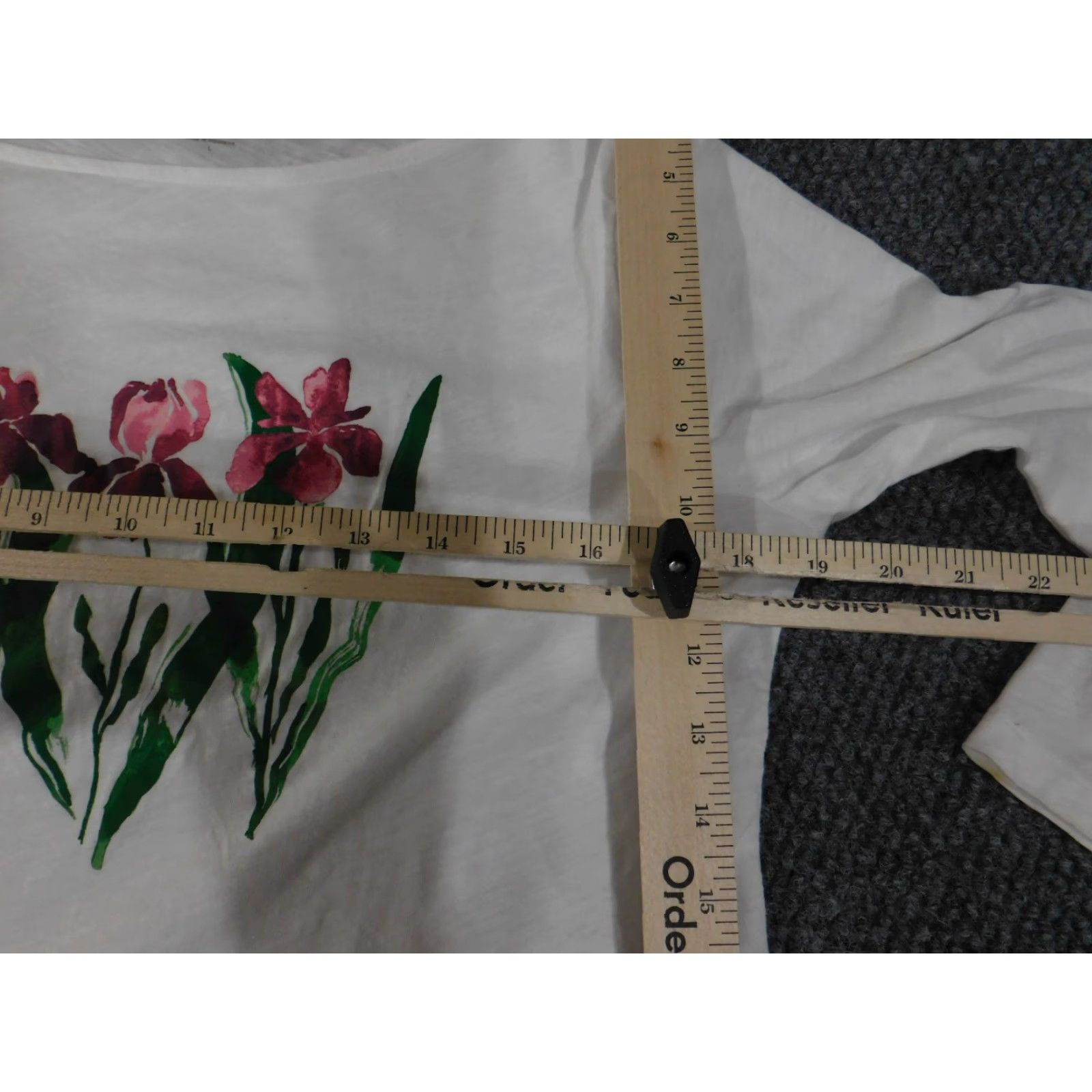 Loft LOFT Blouse Shirt Womens Large White Floral Knit Cotton 3/4 Sleeve Ruffle Casual Regular Short Sleeve? Size L / US 10 / IT 46 - 7 Thumbnail