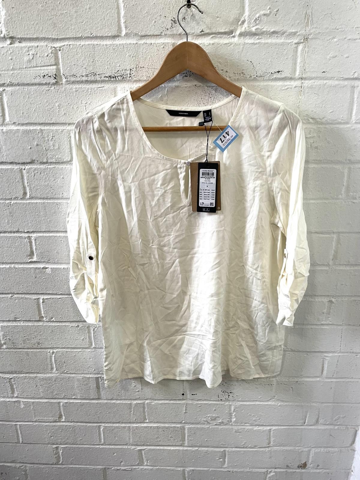 Designer Vero Moda Women's White 3/4 Sleeve Top Size S Size S / US 4 / IT 40 - 1 Thumbnail
