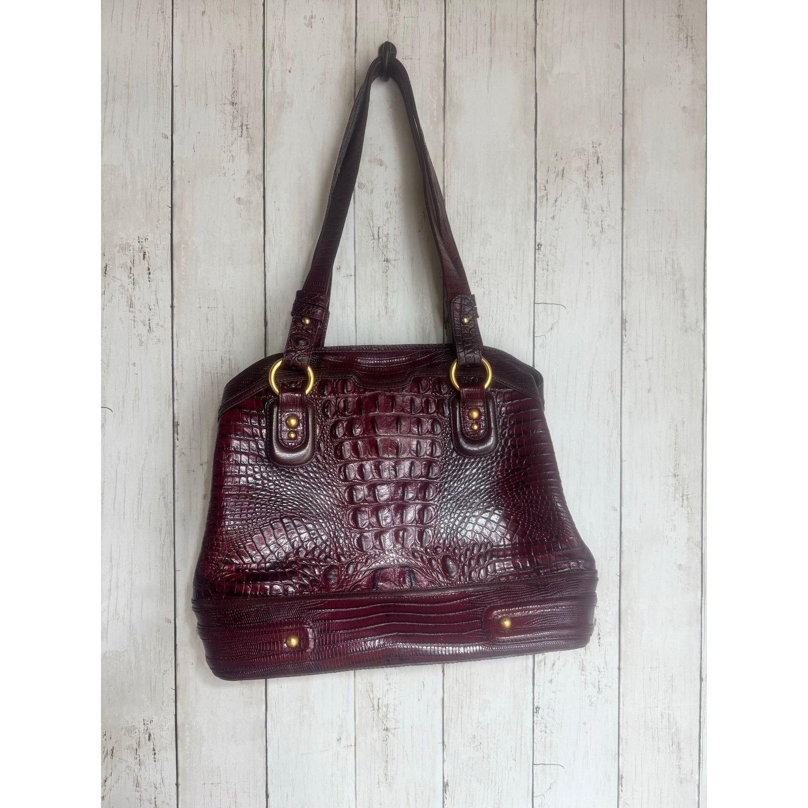 BRAHMIN Brahmin Crocodile shoulder women bag Deep burgundy w wallet Size ONE SIZE - 4 Thumbnail