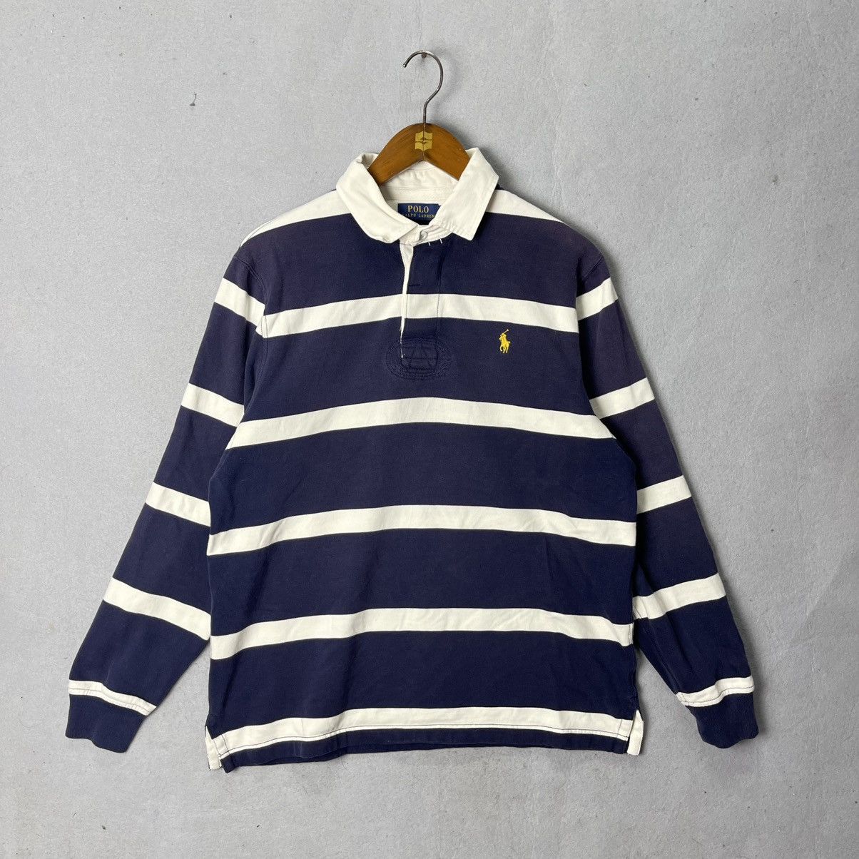 Polo Ralph Lauren Polo Ralph Lauren Navy White Stripe Rugby Shirt Logo Size US L / EU 52-54 / 3 - 1 Thumbnail