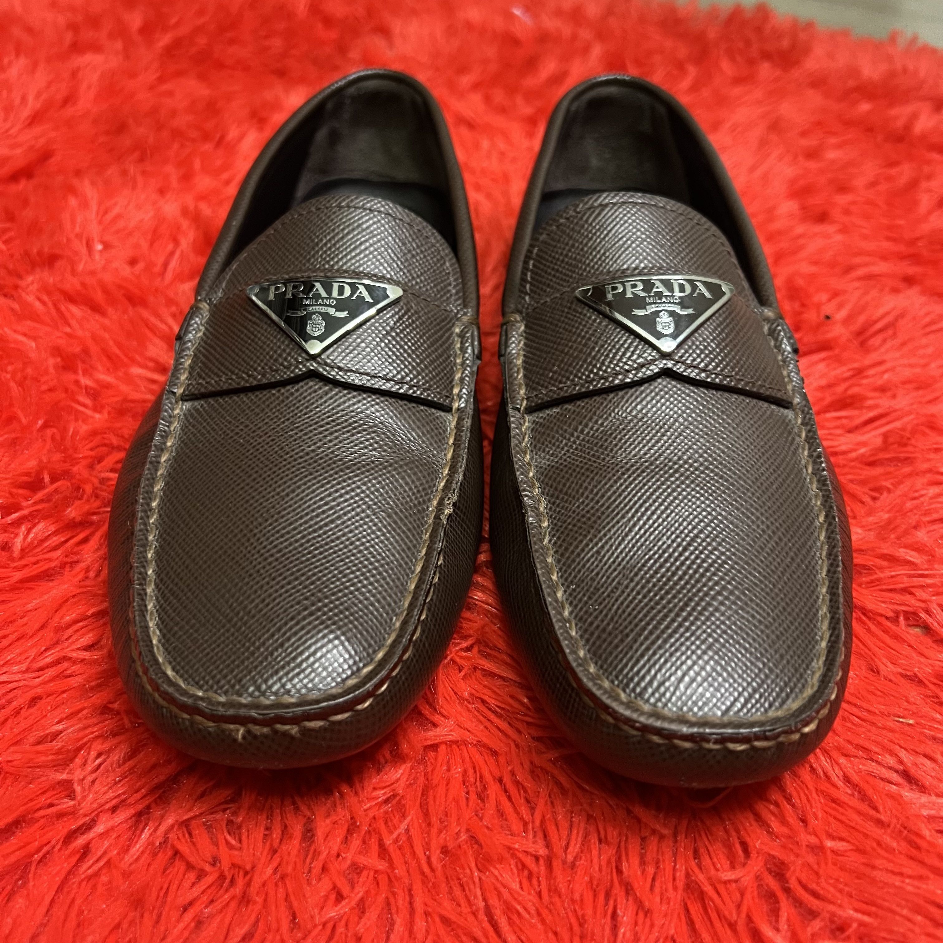 Prada Prada Saffiano Leather Loafers Brown Size US 7 / EU 40 - 5 Thumbnail