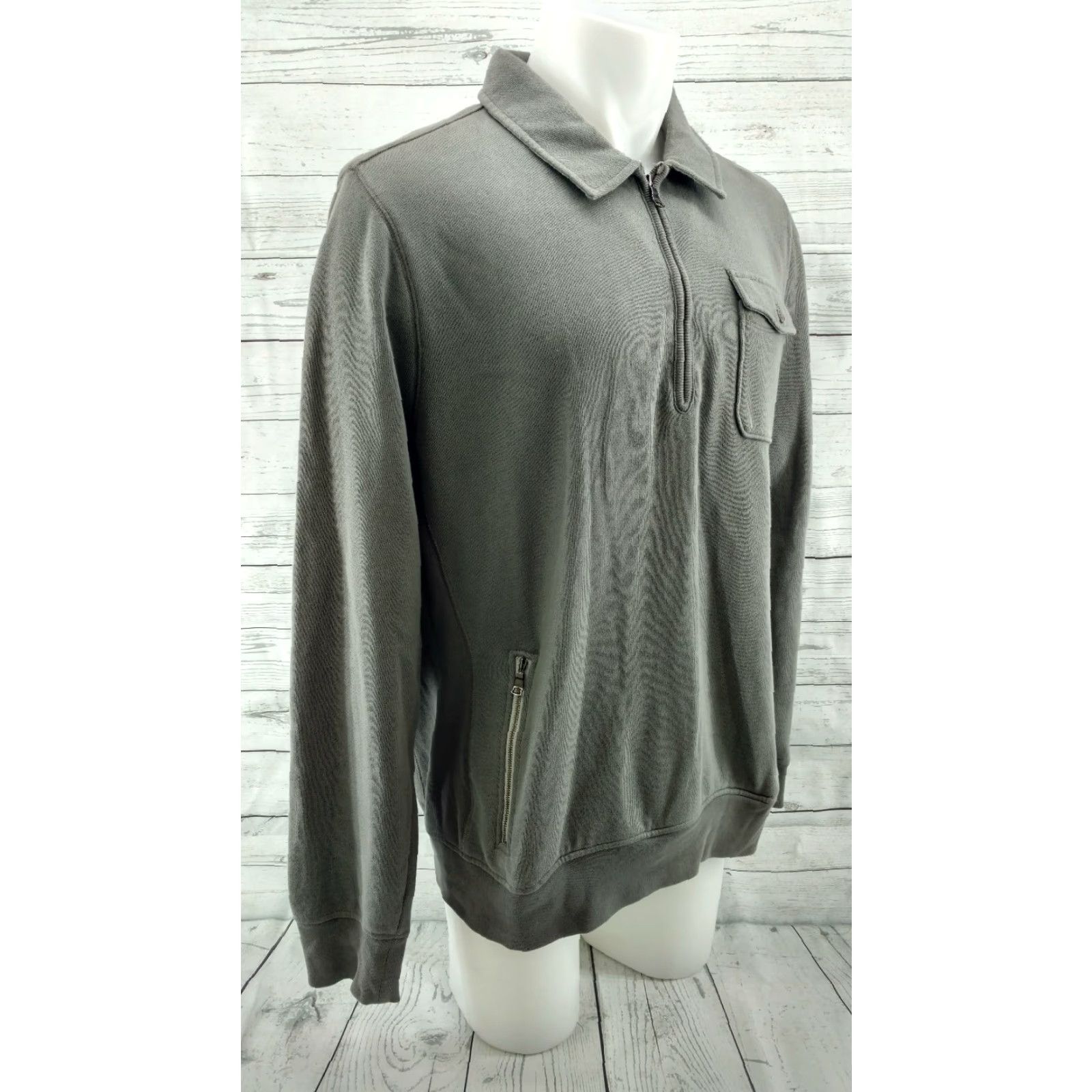 Banana Republic Banana Republic Heritage Mens Sweatshirt 1/4 Zip Up XL Long Sleeve Gray Size US XL / EU 56 / 4 - 3 Thumbnail