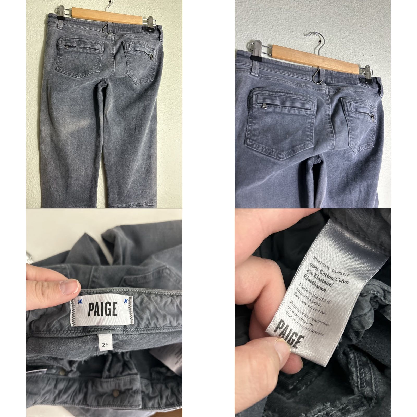 Paige Paige Jeans Skinny Slim Gray 26 Womens Denim Belt Loops Zipper Button Inseam 28 Modern Classic Comfort Pocket Jeans Womens Size 26" / US 2 / IT 38 - 8 Thumbnail