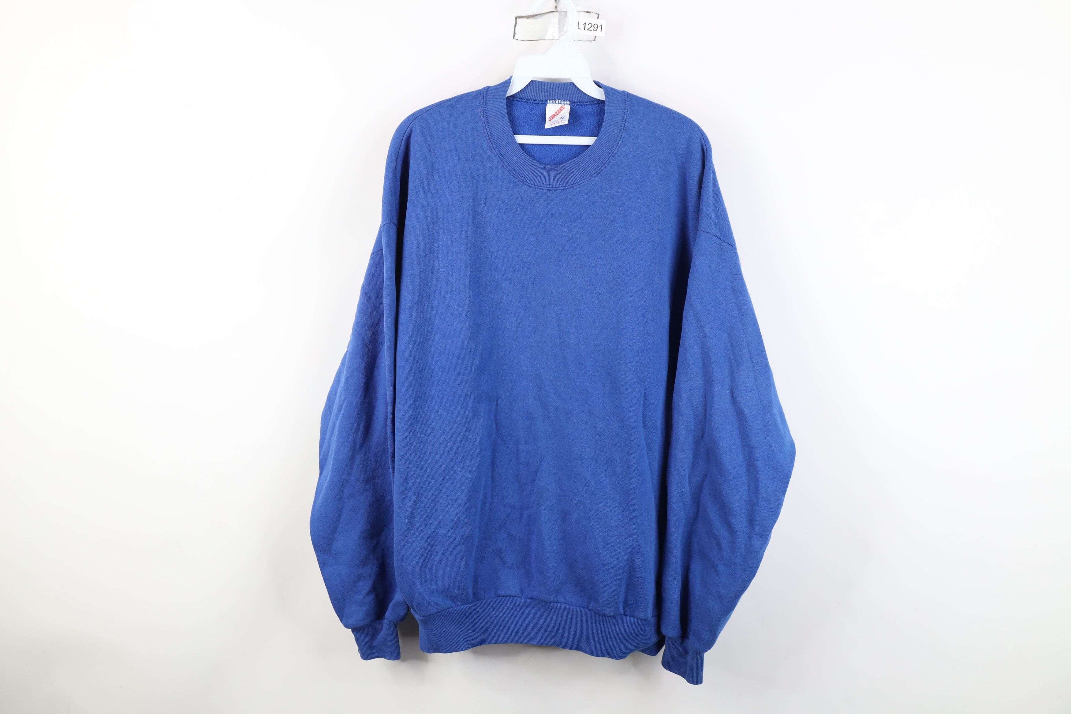 Vintage Vintage 90s Streetwear Crewneck Sweatshirt Royal Blue USA Size US XL / EU 56 / 4 - 1 Thumbnail