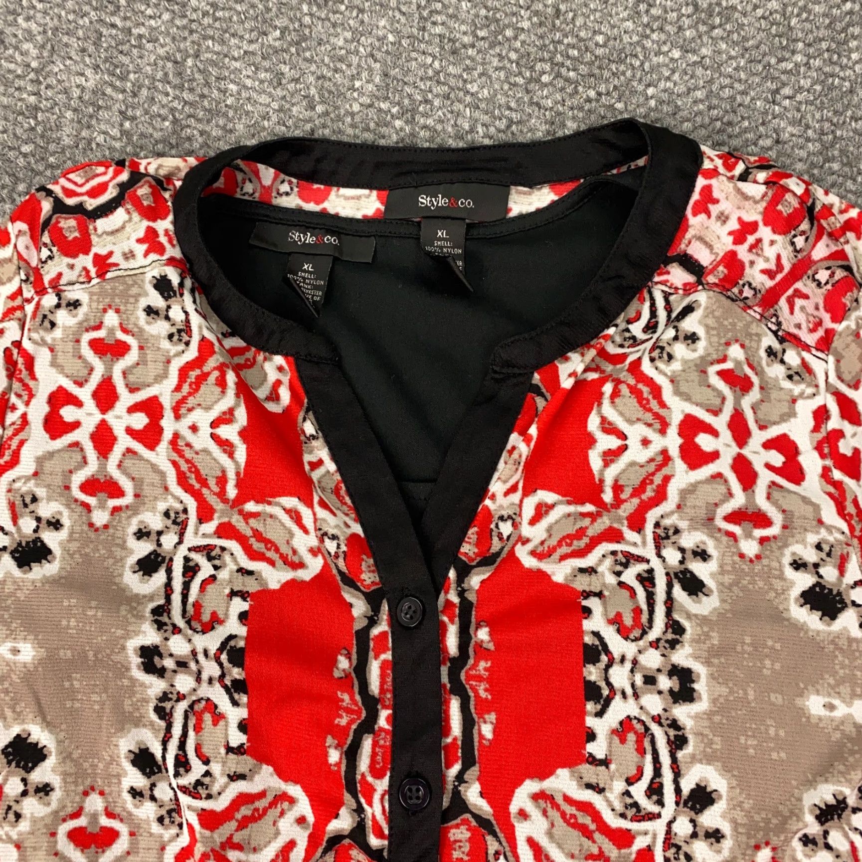 Vintage Style & Co. Shirt Womens XL Swing Top Layered 3/4 Sleeve Button Up Flowy Size XL / US 12-14 / IT 48-50 - 2 Thumbnail