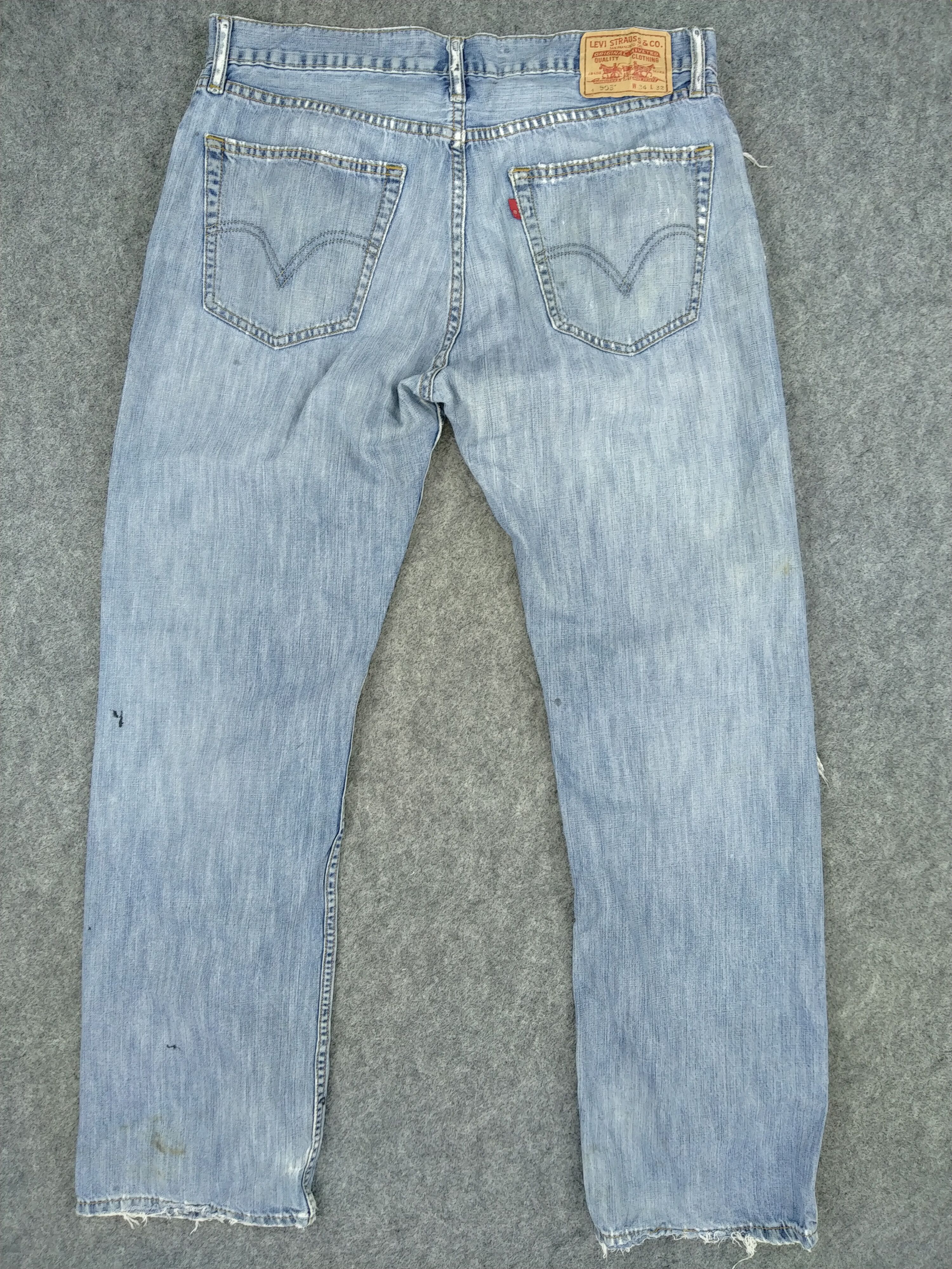 Japanese Brand Vintage Levi's 505 Straight Ripped Denim 35x30.5 JN165 Size US 35 - 2 Thumbnail