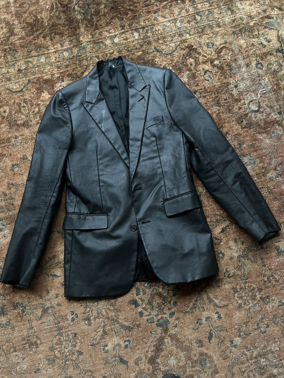 Dior Dior Homme SS04 Strip Waxed Blazer Size 46S - 1 Thumbnail
