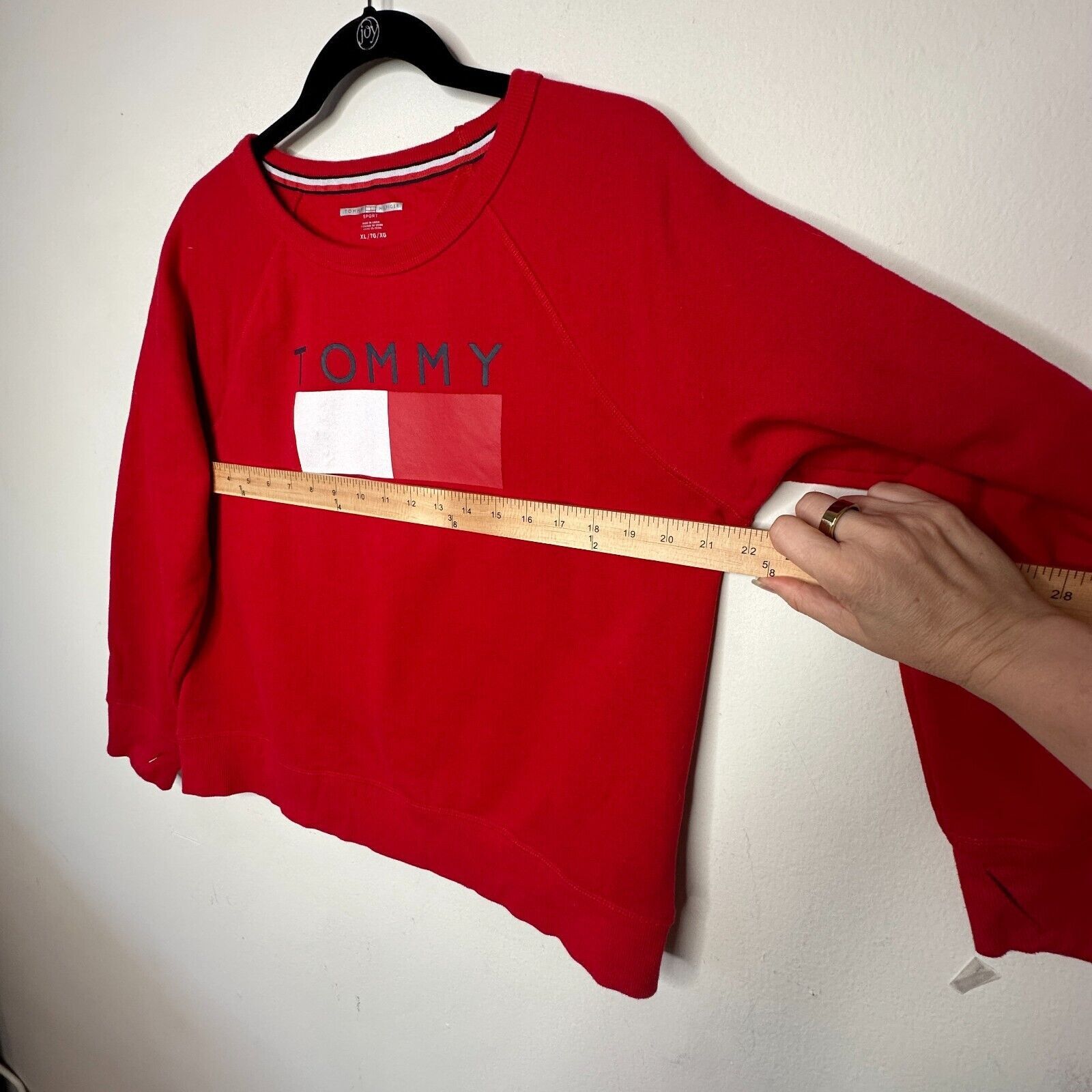 Tommy Hilfiger Tommy Hilfiger Sport Red Big Logo Sweatshirt Thumbhole XL Size XL / US 12-14 / IT 48-50 - 12 Thumbnail
