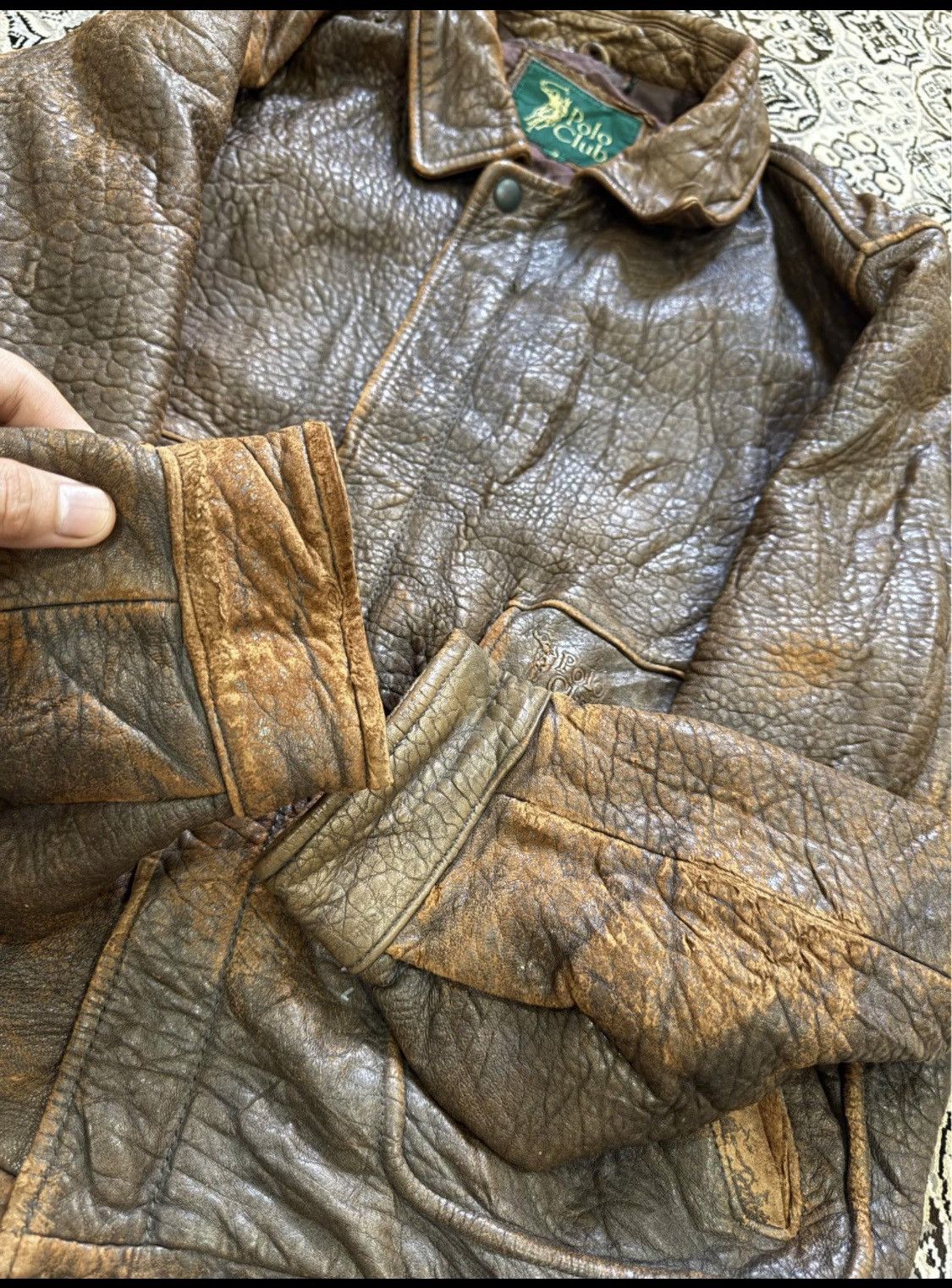 Beverly Hills Polo Club Rare 90 Polo Club Cowhide Leather Jacket Heavy NaturalPatina Size US XL / EU 56 / 4 - 6 Thumbnail