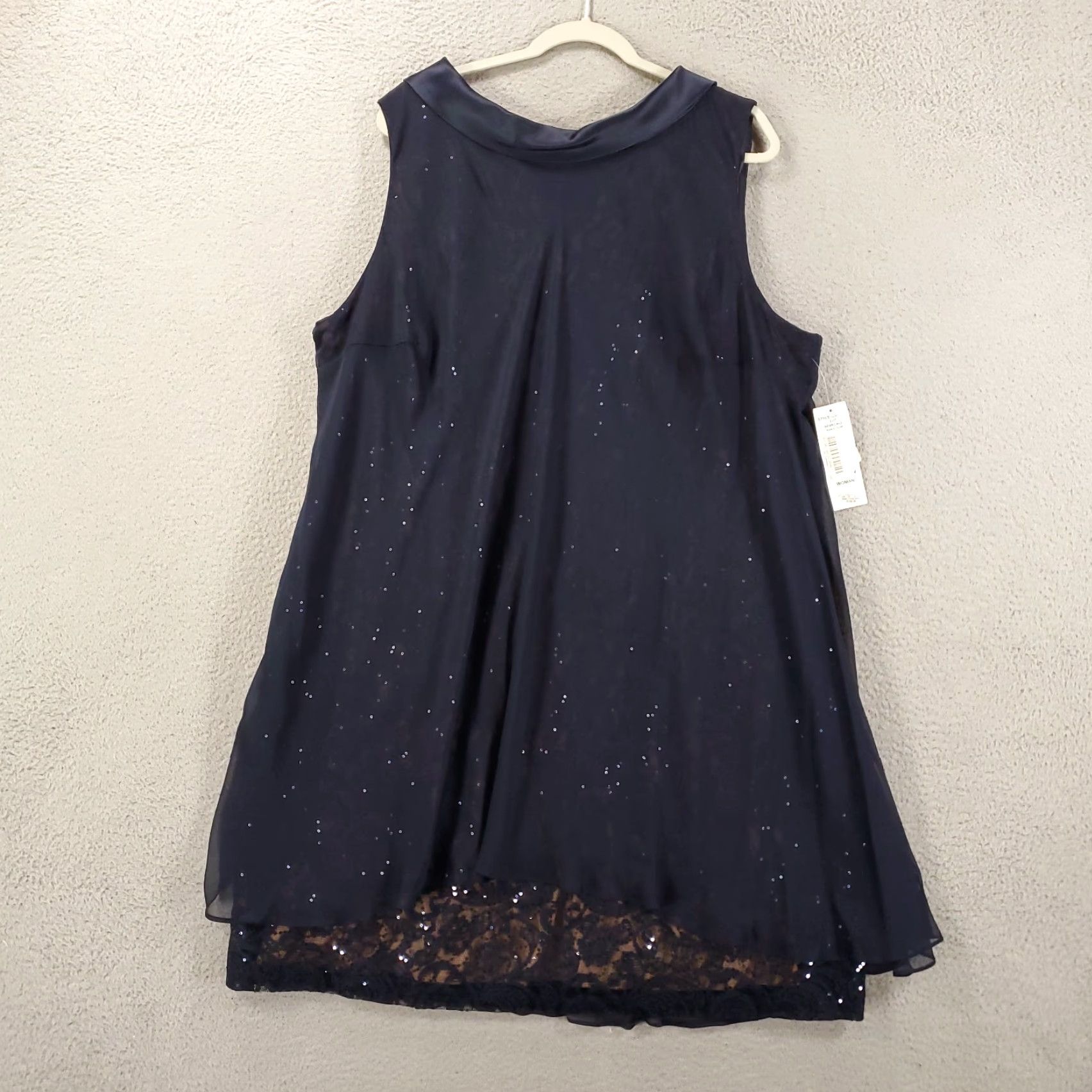 Vintage SLNY Dress Womens 22W Sequin Lace Shimmer Evening Wear Party Cocktail Zip Back Size 3XL / US 20-22 - 2 Thumbnail