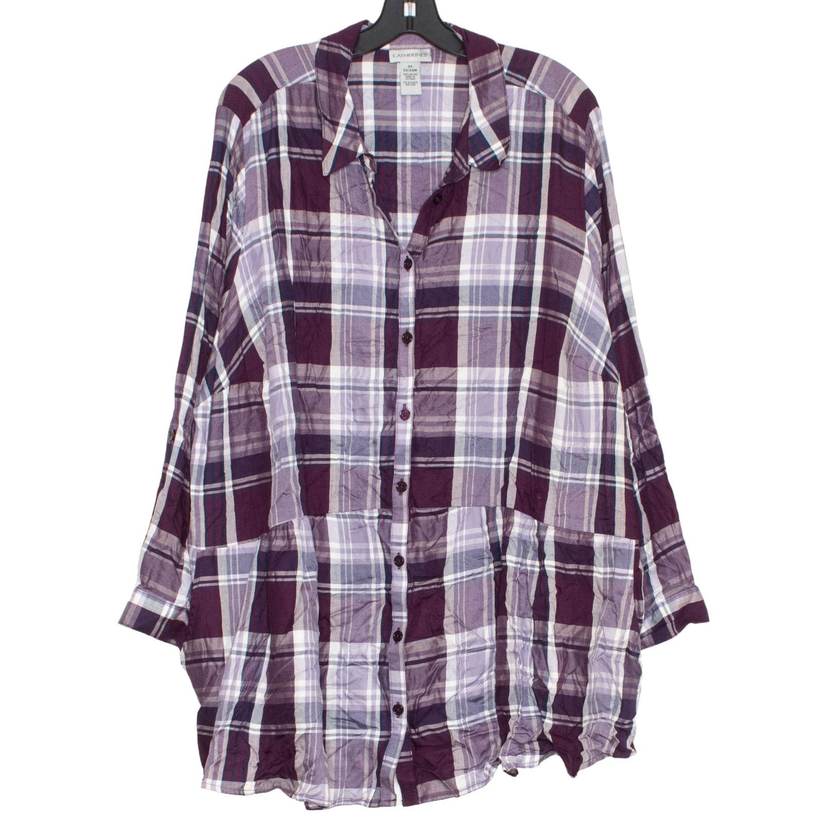 Other Catherines Top Cottage Oversized Y2K Button Plaid Purple 2X Size 3XL / US 20-22 - 1 Thumbnail