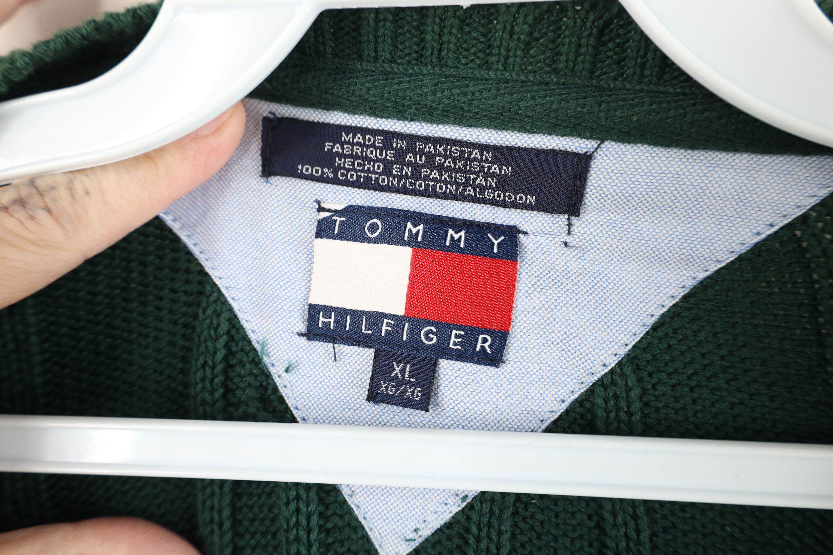 Tommy Hilfiger Vintage 90s Tommy Hilfiger Chunky Cable Knit Sweater Green Size US XL / EU 56 / 4 - 10 Thumbnail
